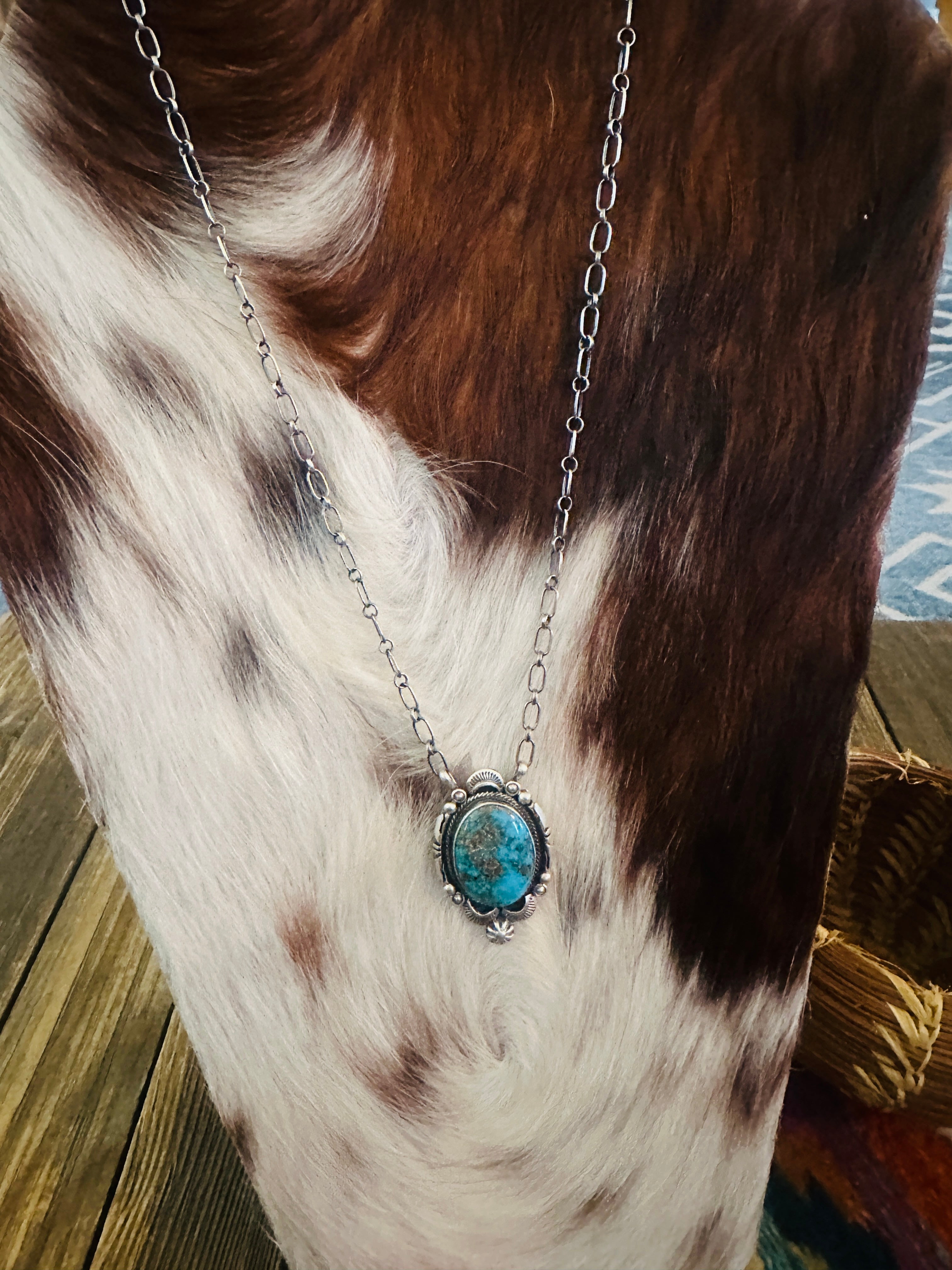 Handcrafted Turquoise & Sterling Silver Necklace by Daniel Benally