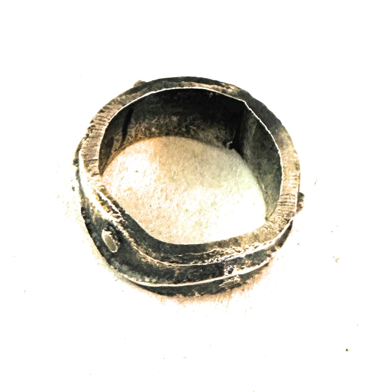 Handcrafted Tufa Cast Sterling Silver Band Ring Size 8.5