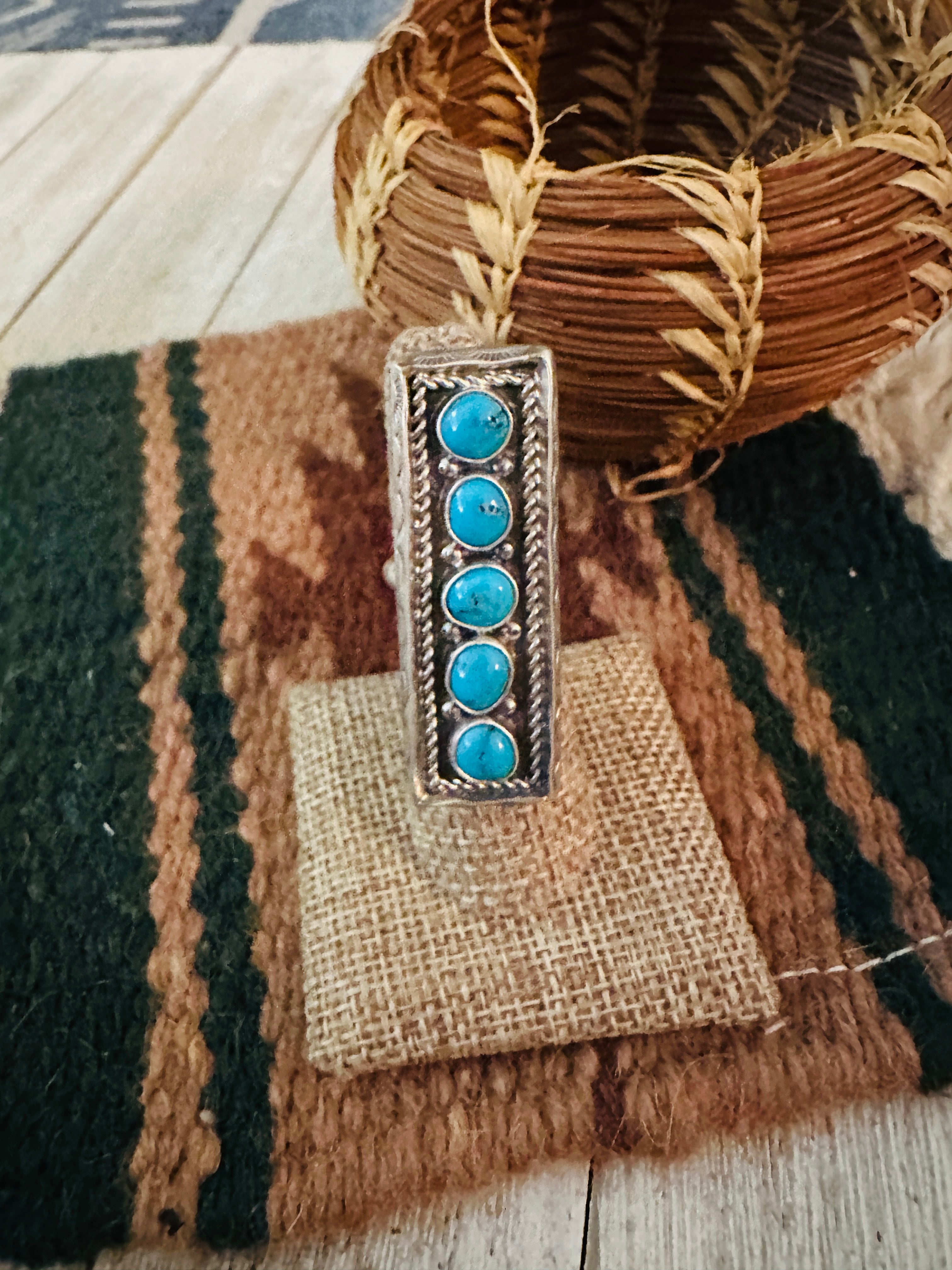 Handcrafted Sterling Silver & Turquoise Adjustable Ring