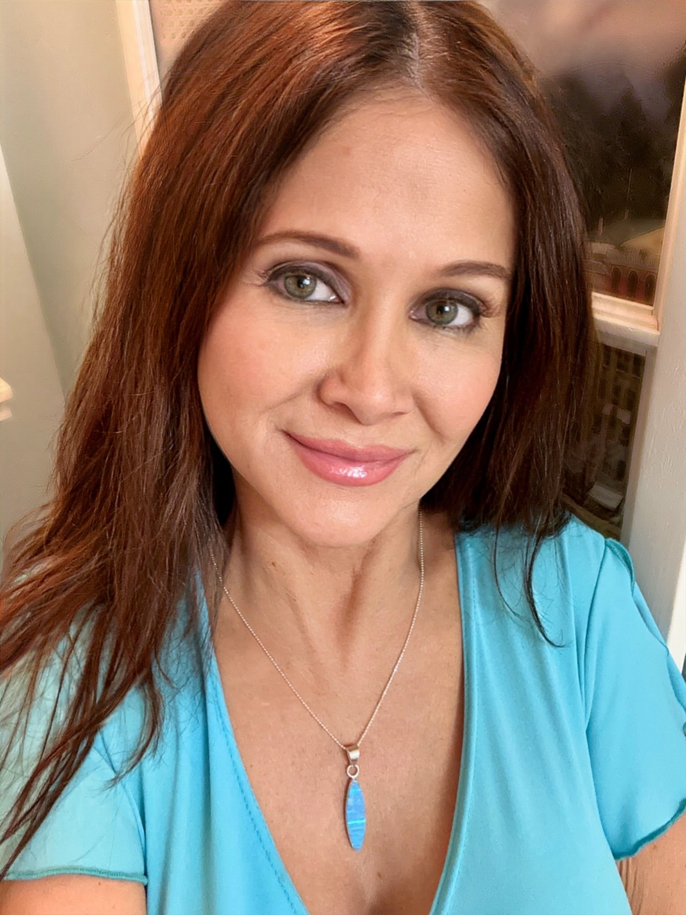 Blue Opal Surfboard Pendant Necklace