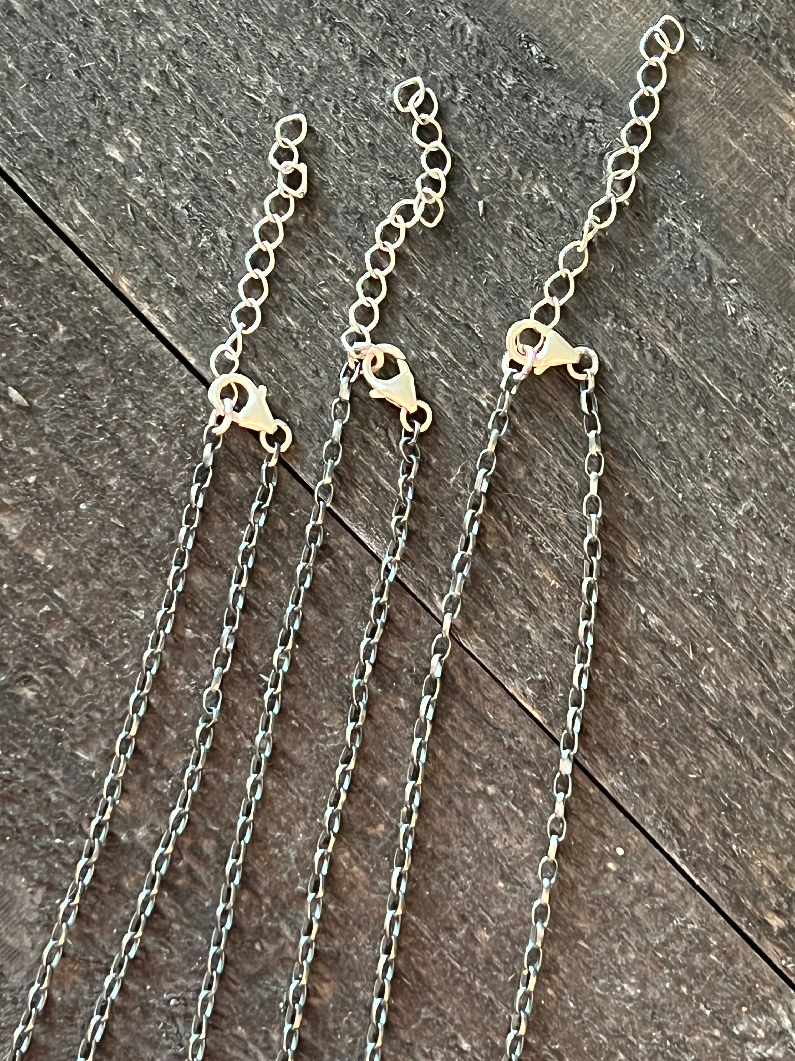 Handcrafted Petite Sterling Silver, Turquoise and Coral Cactus Link Chain Necklace, 16” + 1.5”