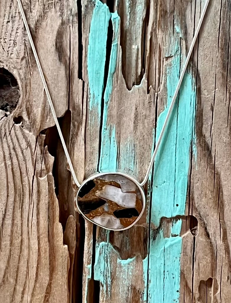 Obsidian Oval Pendant Sterling Silver Necklace