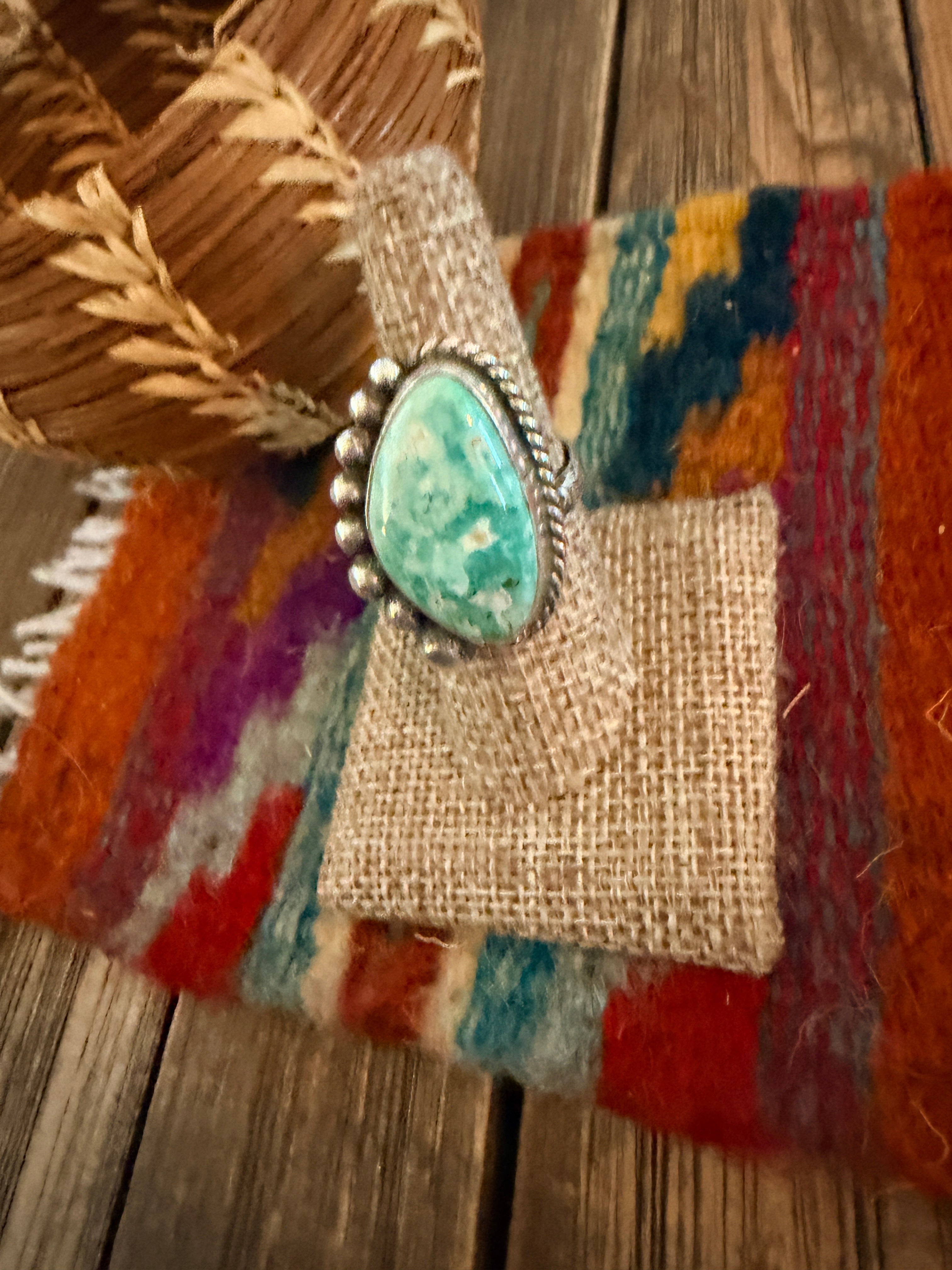 Handmade Sterling Silver and Turquoise Adjustable Ring