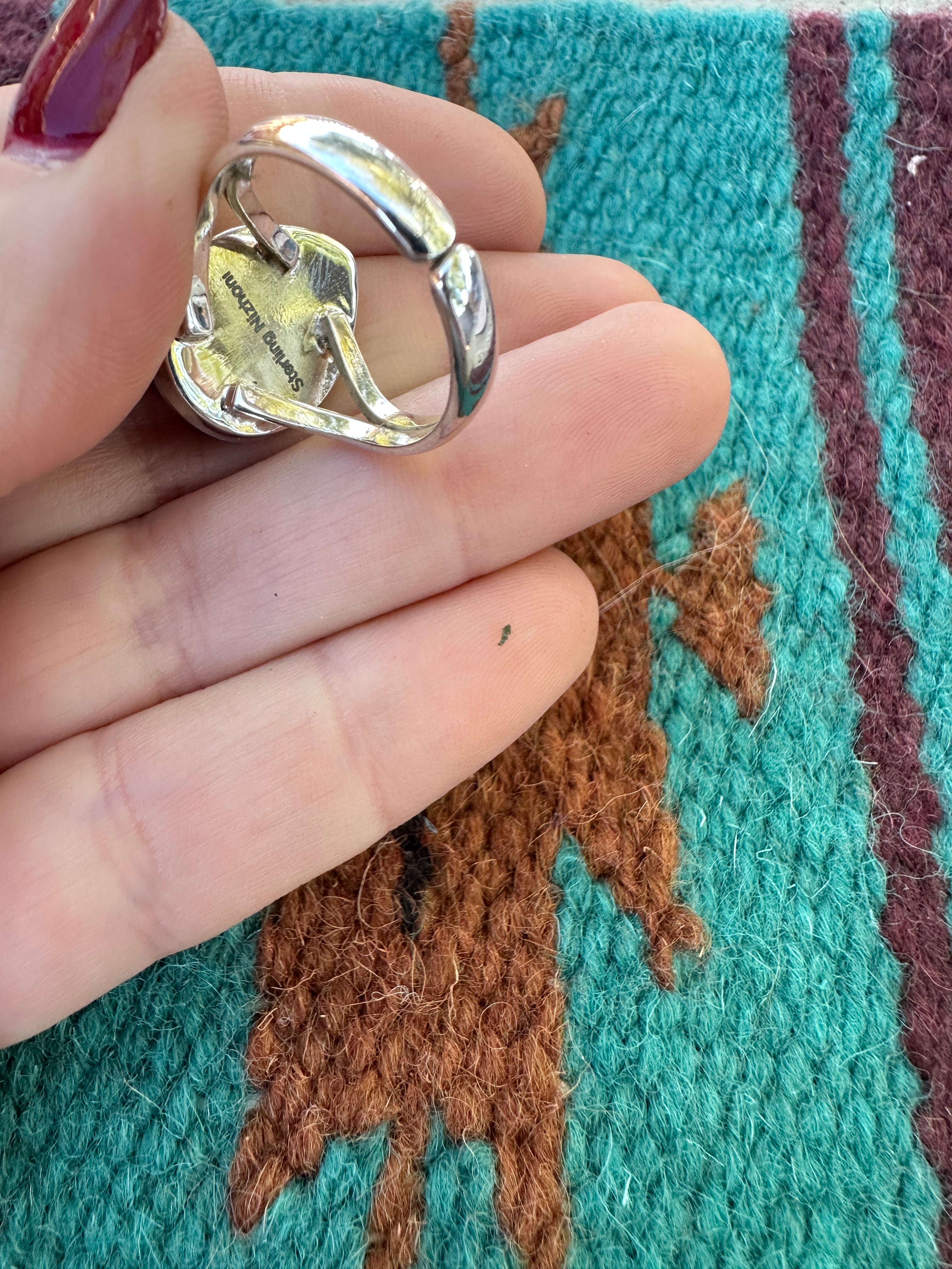 Handmade SINGLE TEAR DROP STONE Handmade Natural Turquoise Sterling Silver Adjustable Ring