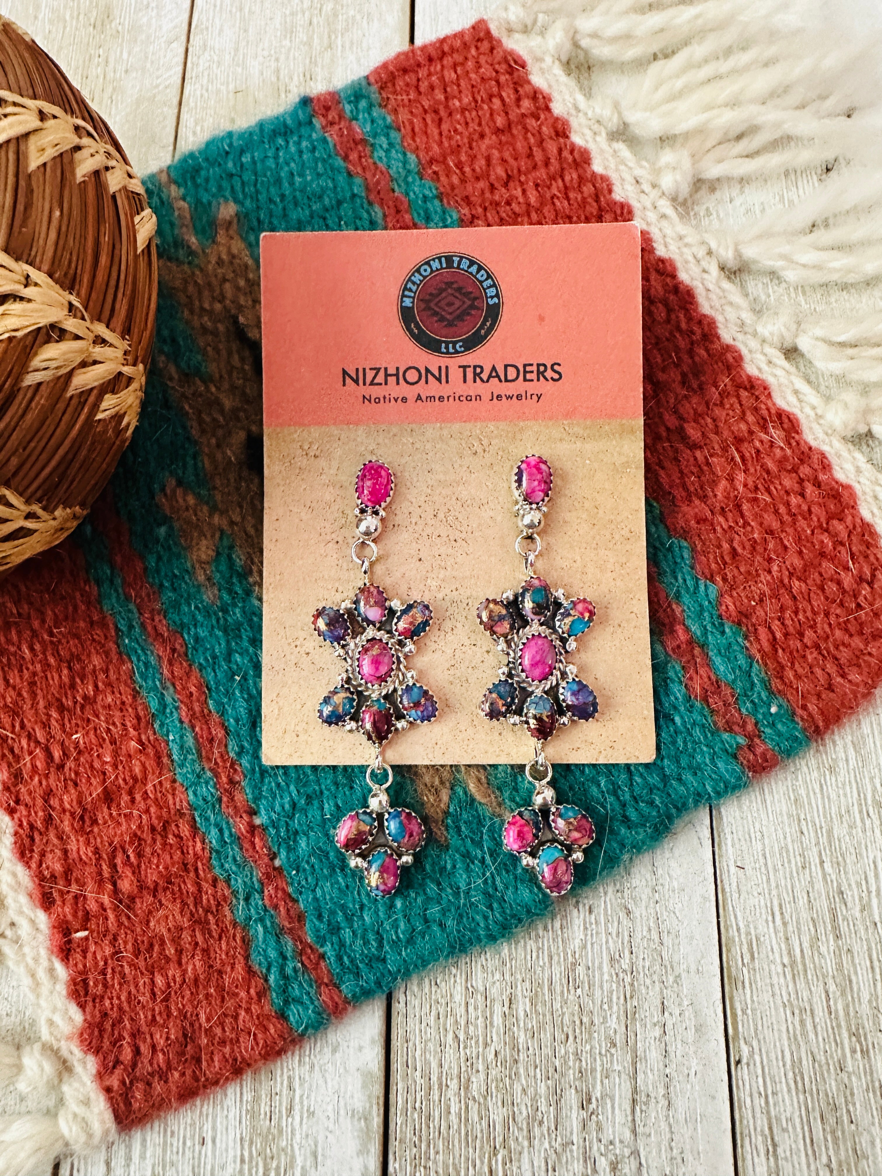 Handcrafted Pink Dream Mojave & Sterling Silver Dangle Earrings