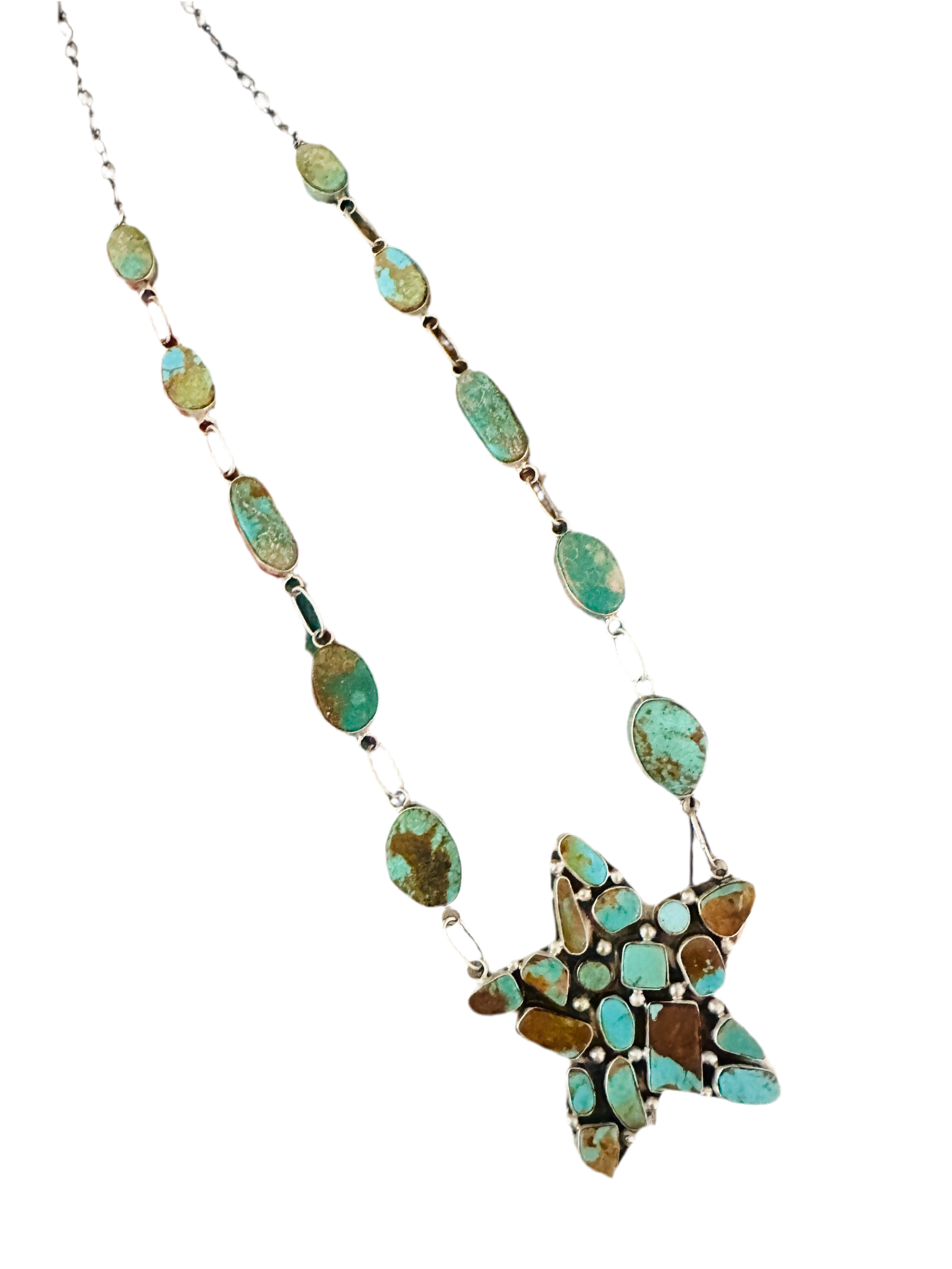 Navajo Sterling Silver & Royston Turquoise Star Necklace by Jacqueline Silver