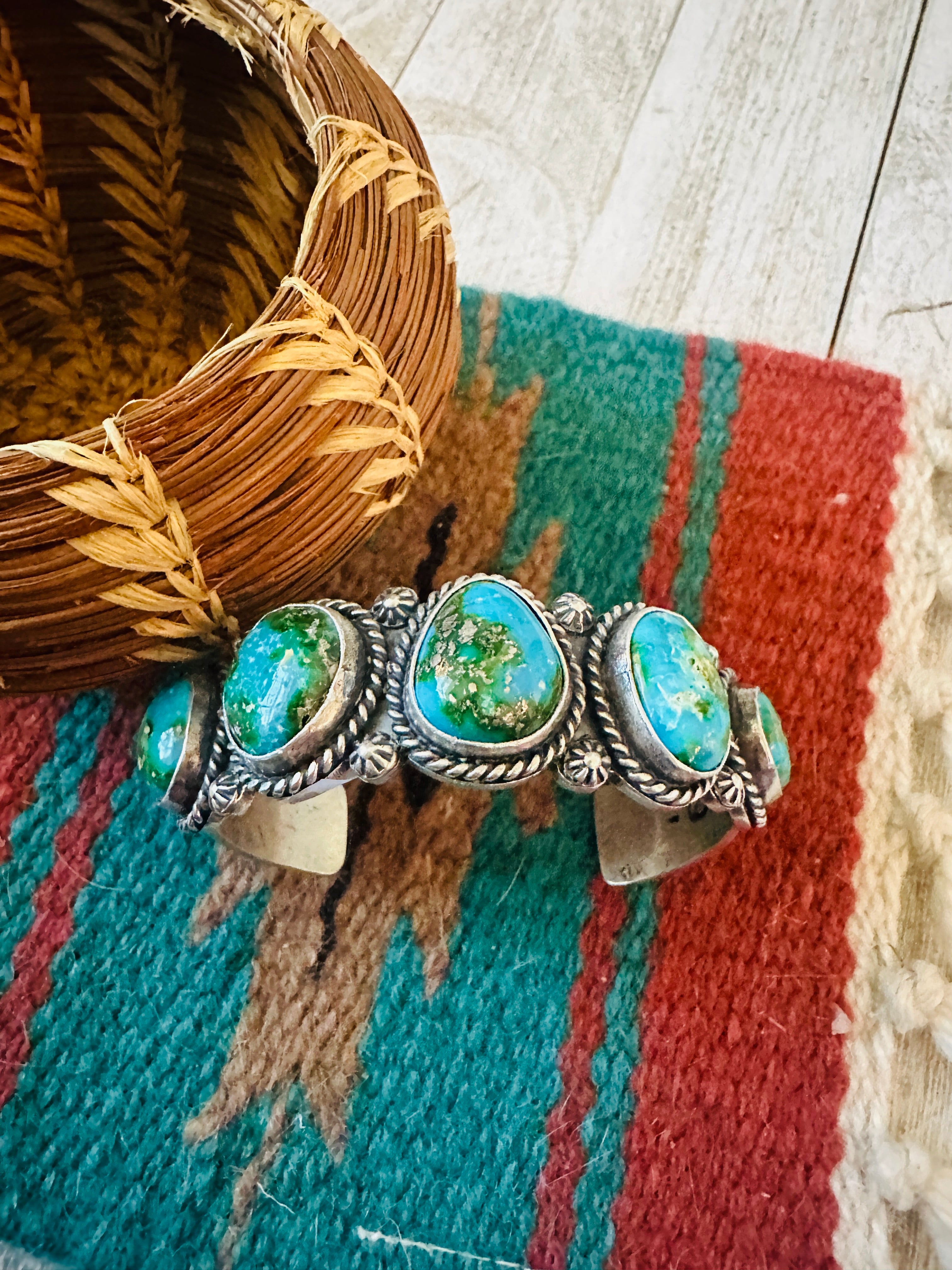 Handcrafted Sterling Silver & Sonoran Mountain Turquoise Cuff Bracelet /