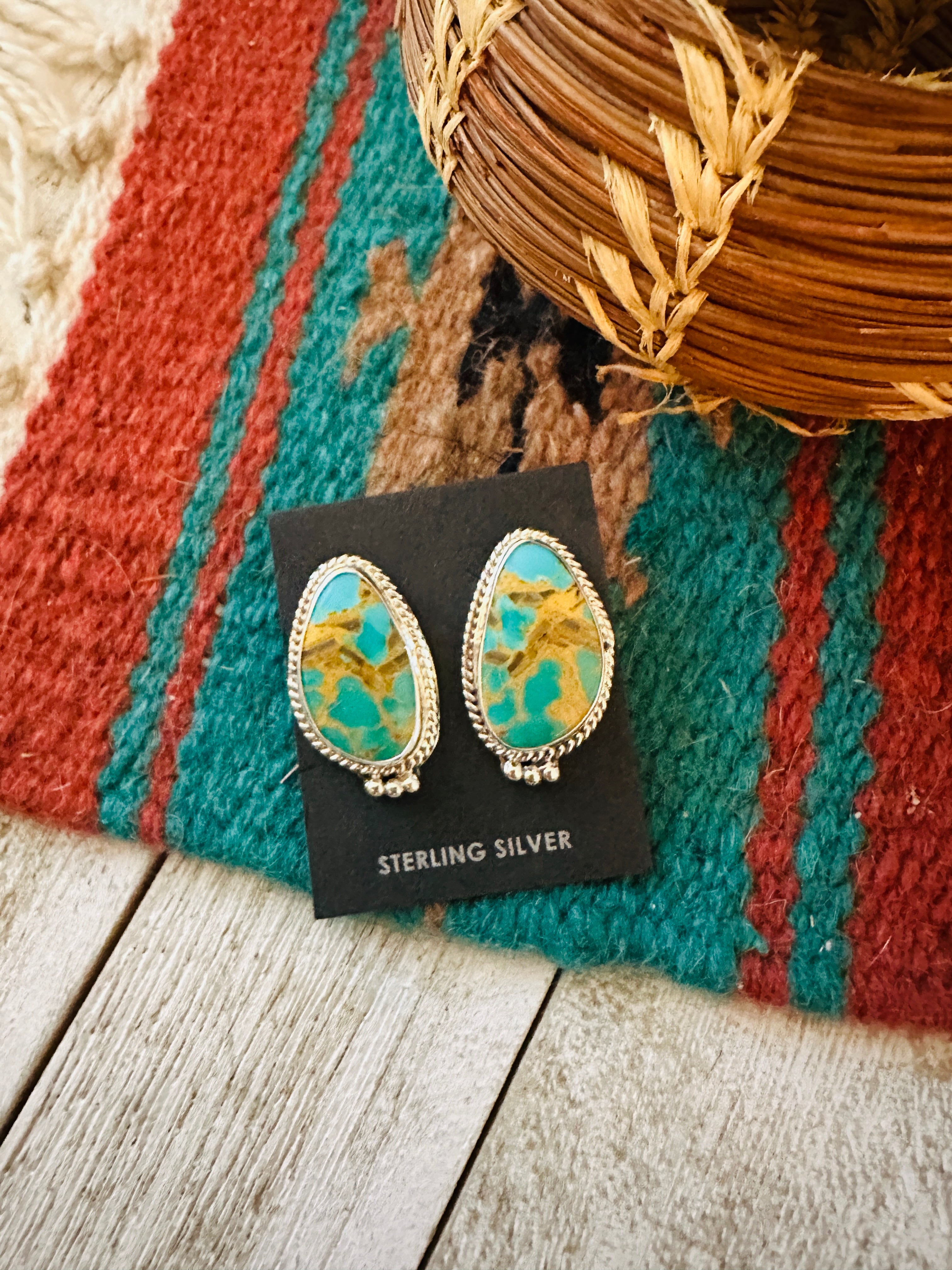 Navajo Turquoise & Sterling Silver Post Earrings