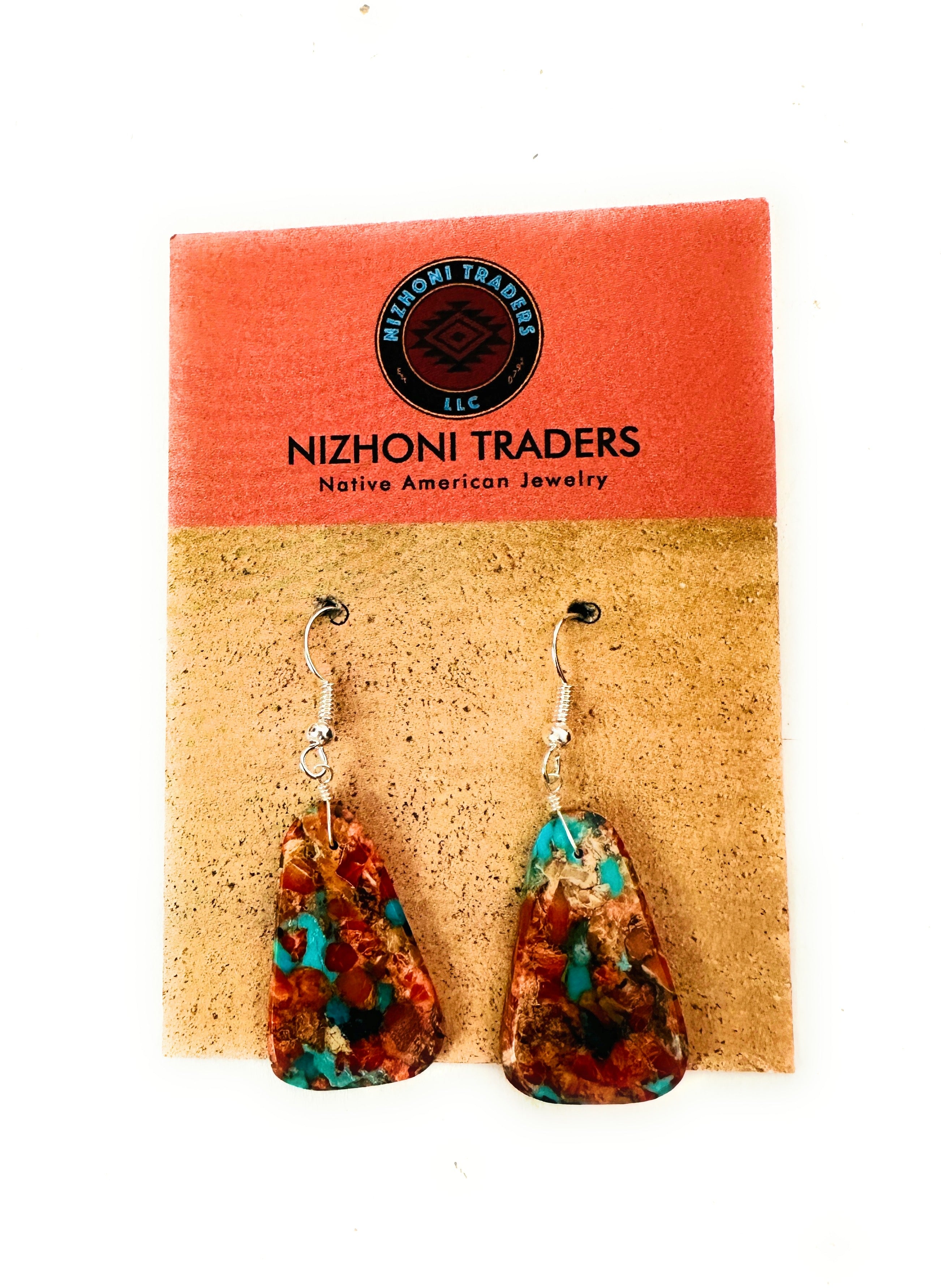 Handcrafted Sterling Silver & Multi Stone Spice Slab Dangle Earrings