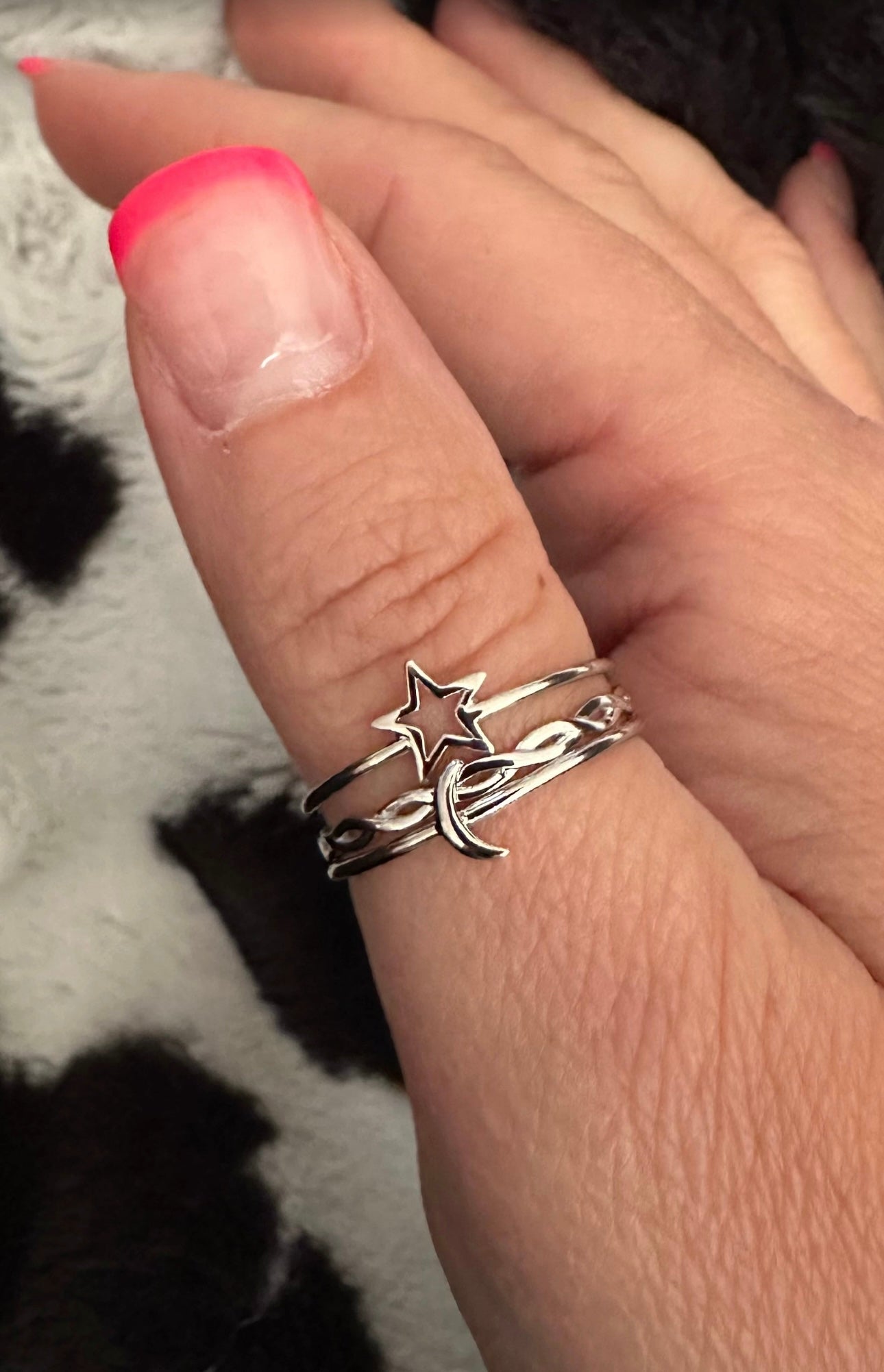 Sterling Silver Celestial Stacking Ring Set of 3