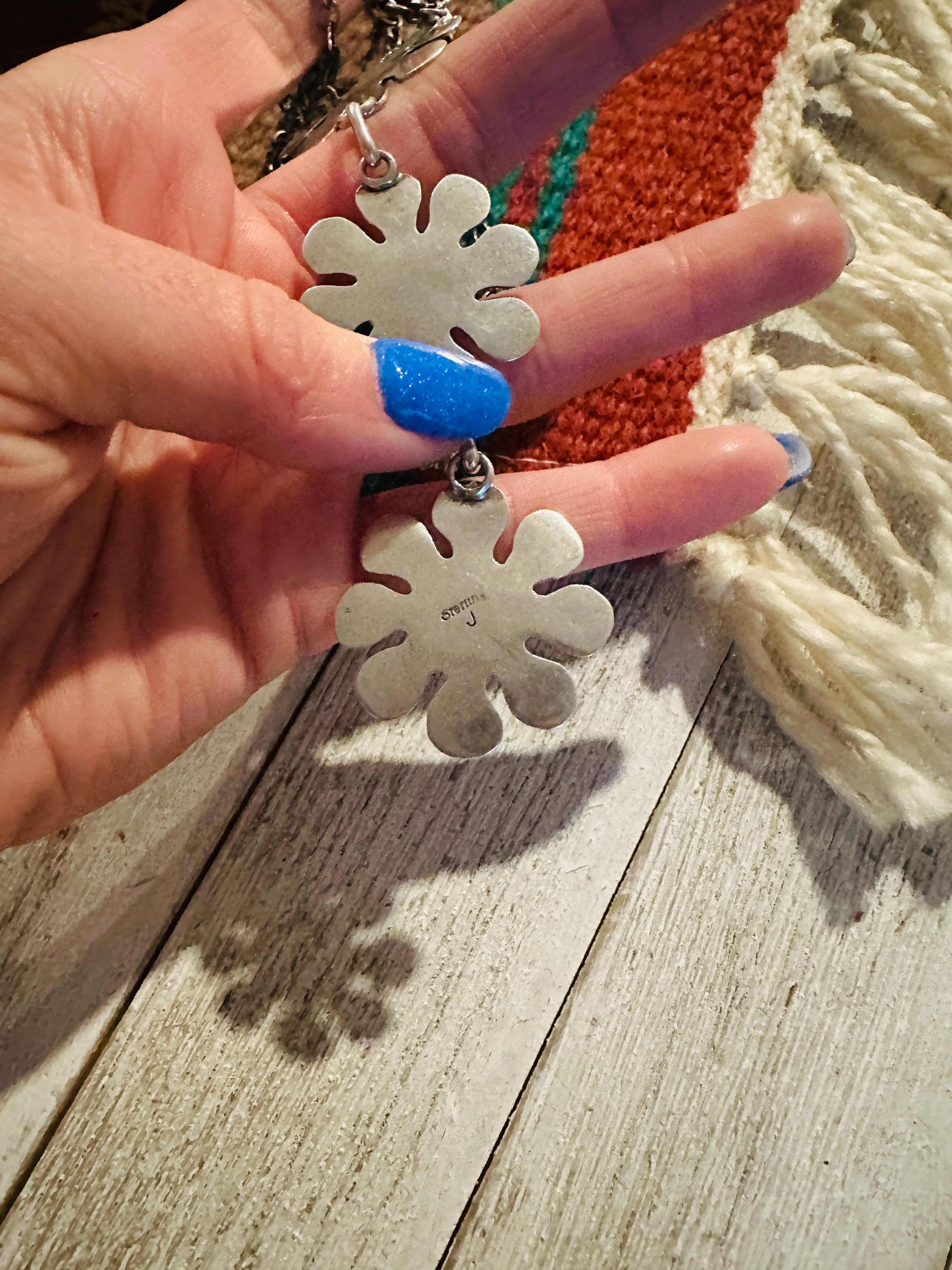 Handcrafted Sterling Silver & Queen Pink Conch Shell Flower Lariat Necklace