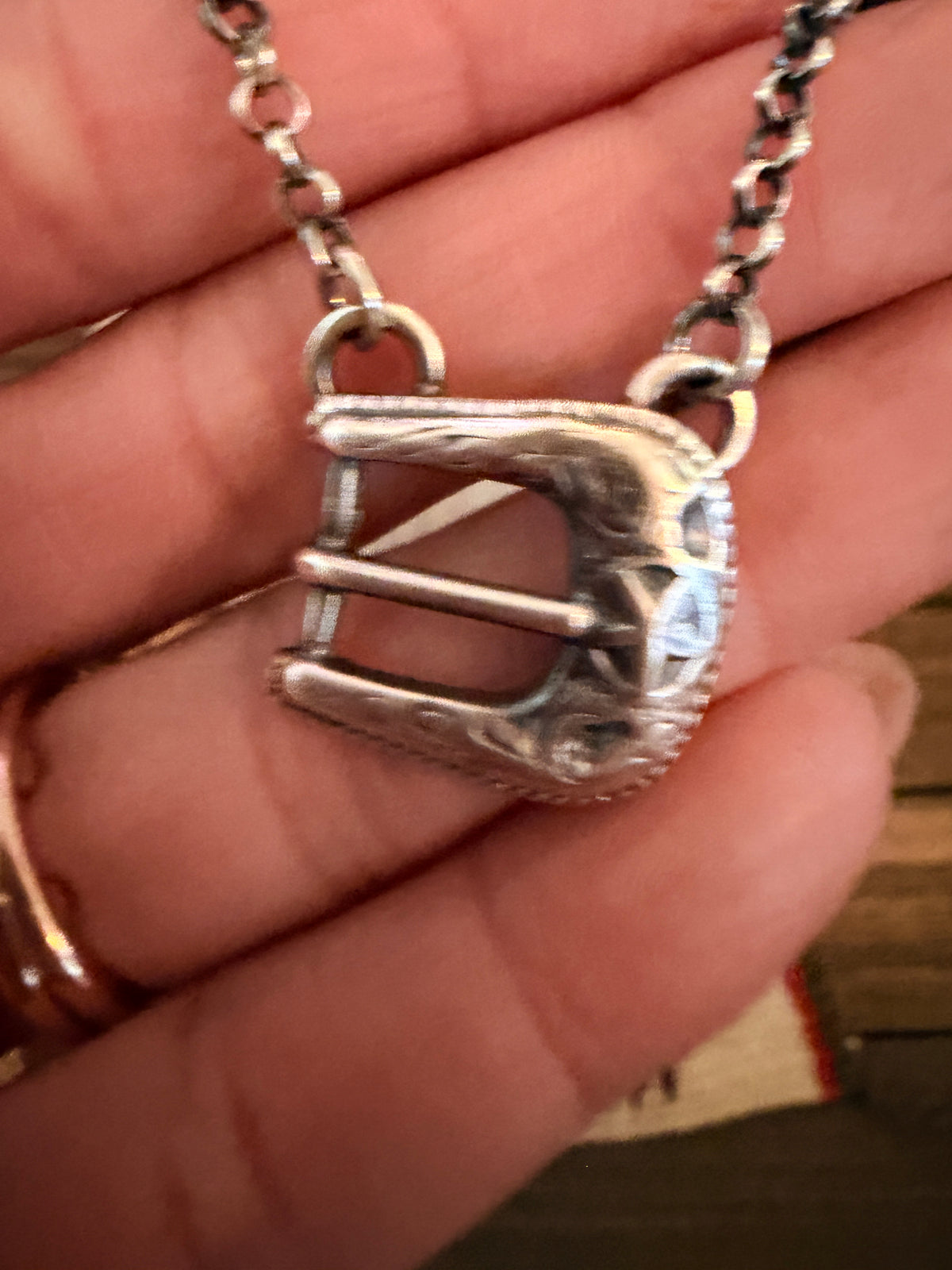 Handcrafted Sterling Silver Belt Buckle Necklace