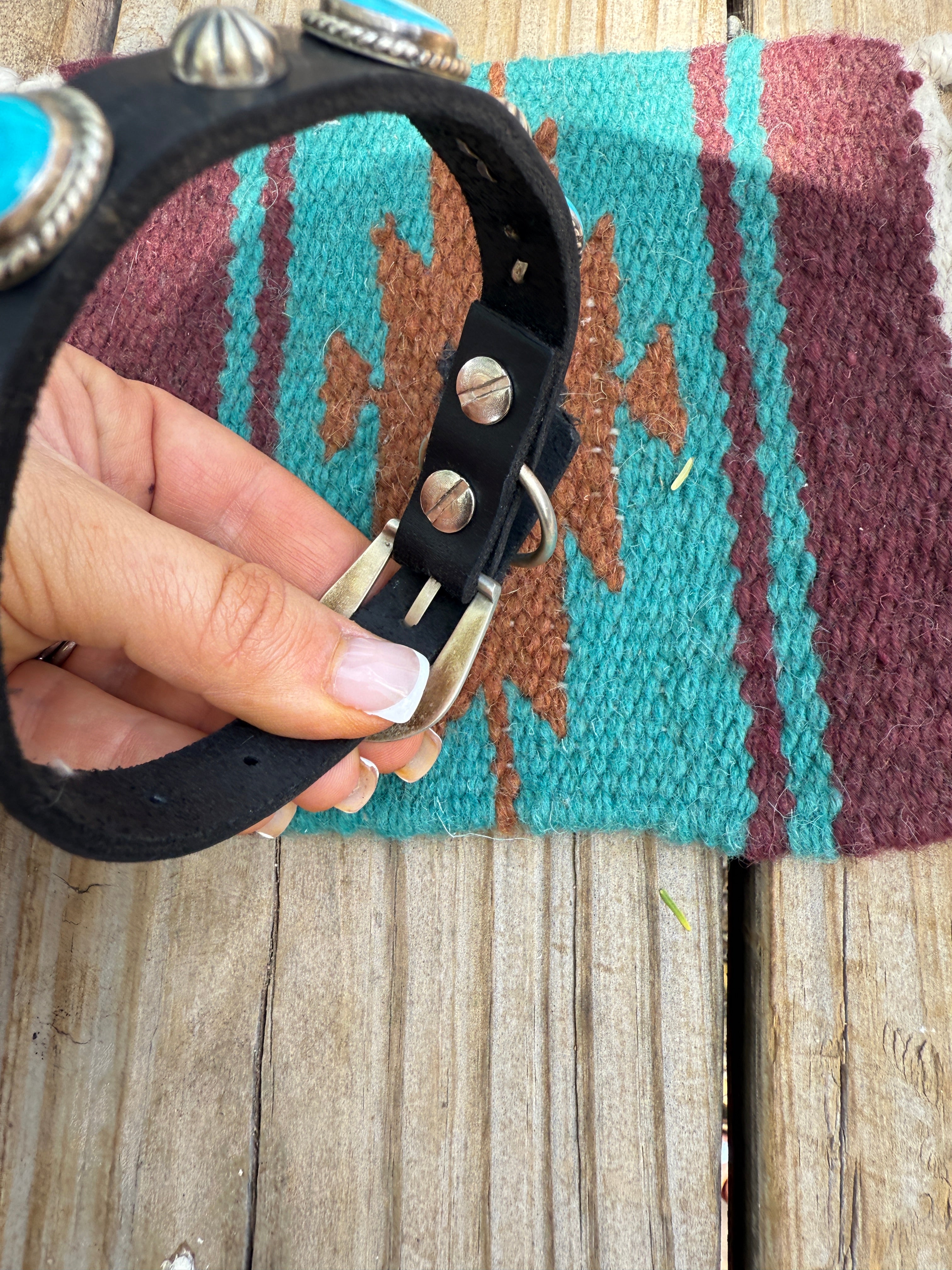 Handcrafted Turquoise Leather Dog Collars