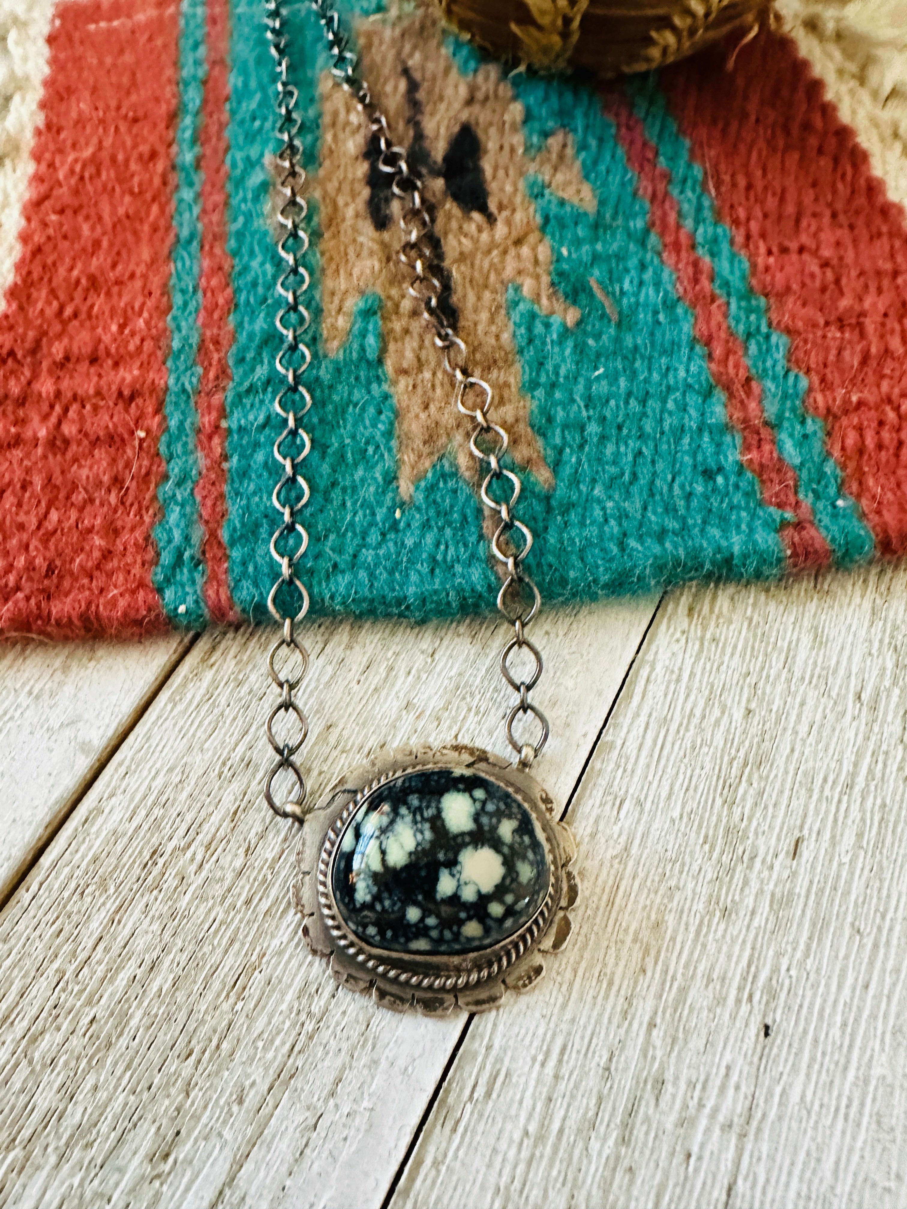 Handcrafted Sterling Silver & Tibetan Turquoise Necklace