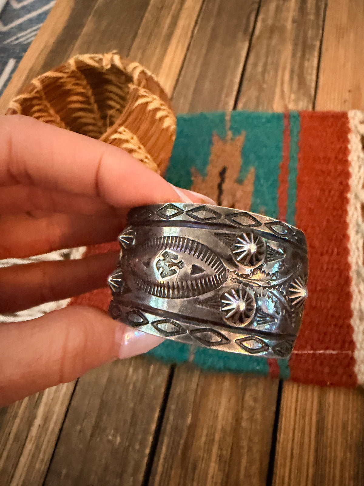 Handcrafted Old Pawn Sterling Silver Cuff Bracelet