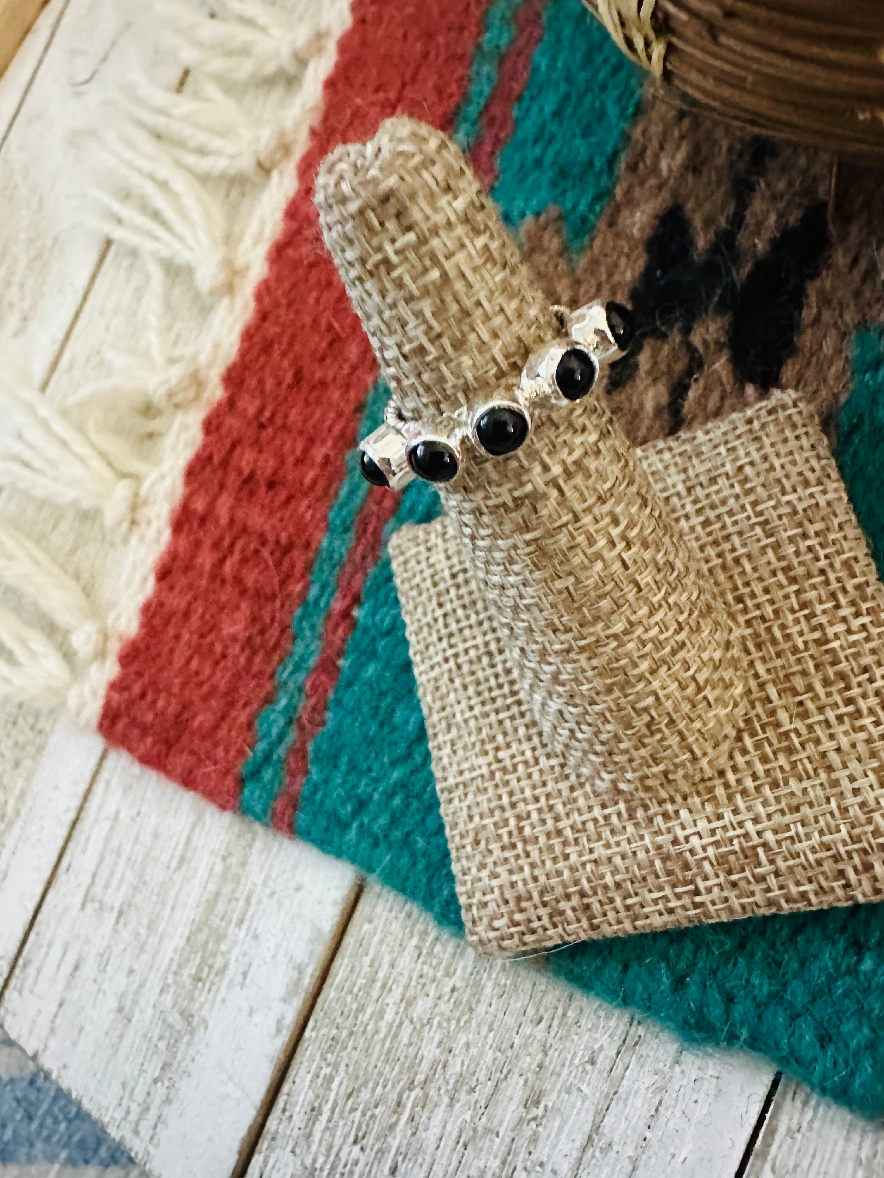 Navajo Onyx & Sterling Silver Band Ring Size 5