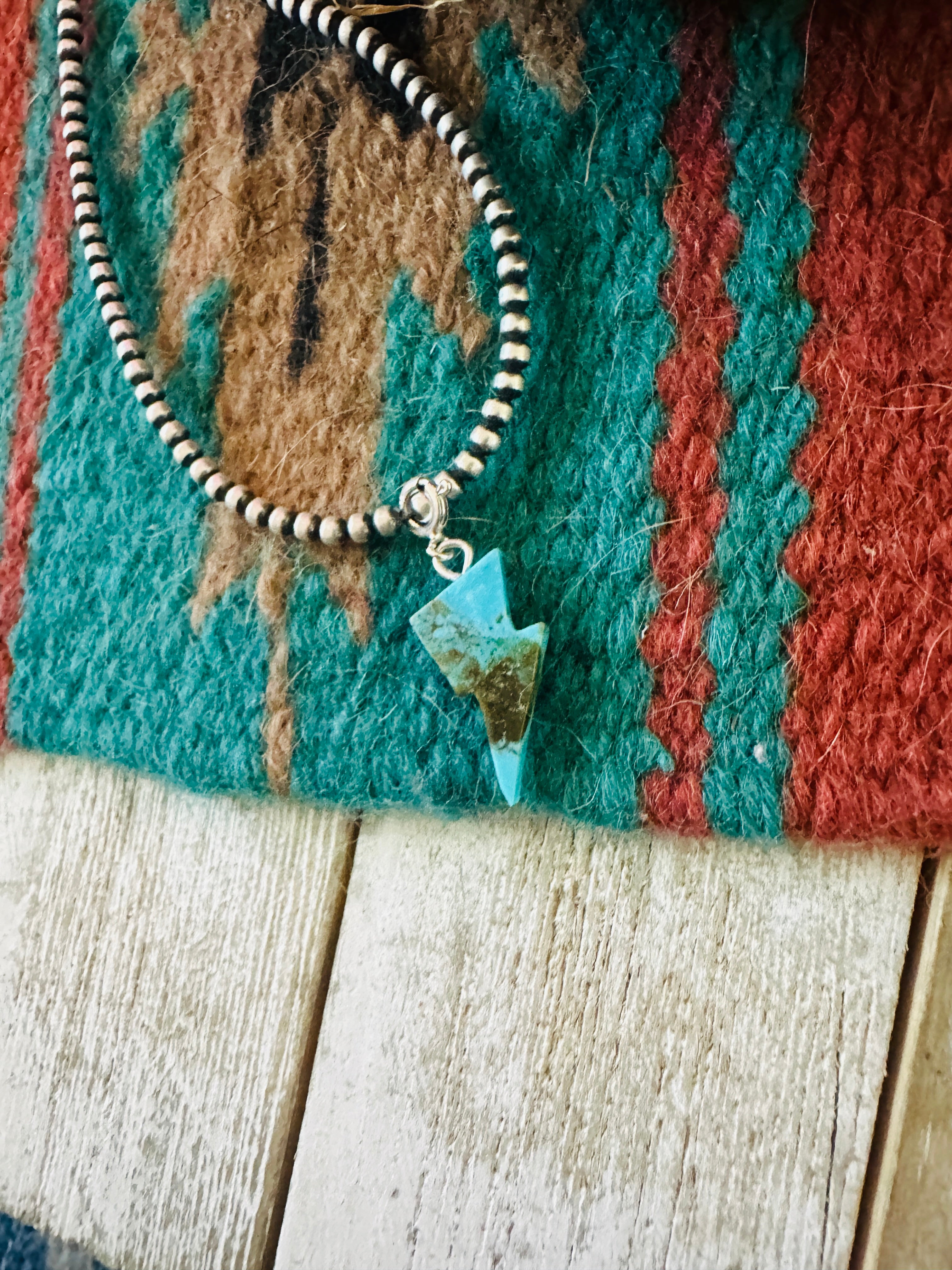 Handcrafted Hand Carved Turquoise Lightning Bolt Charm