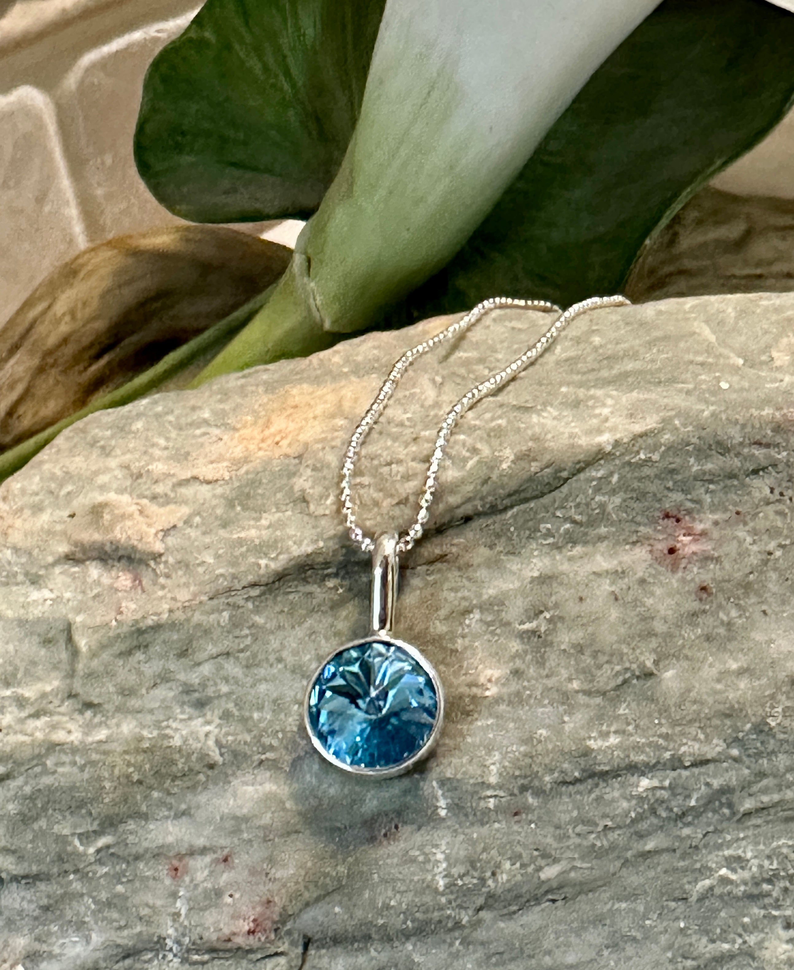 Light Blue Crystal Pendant Necklace