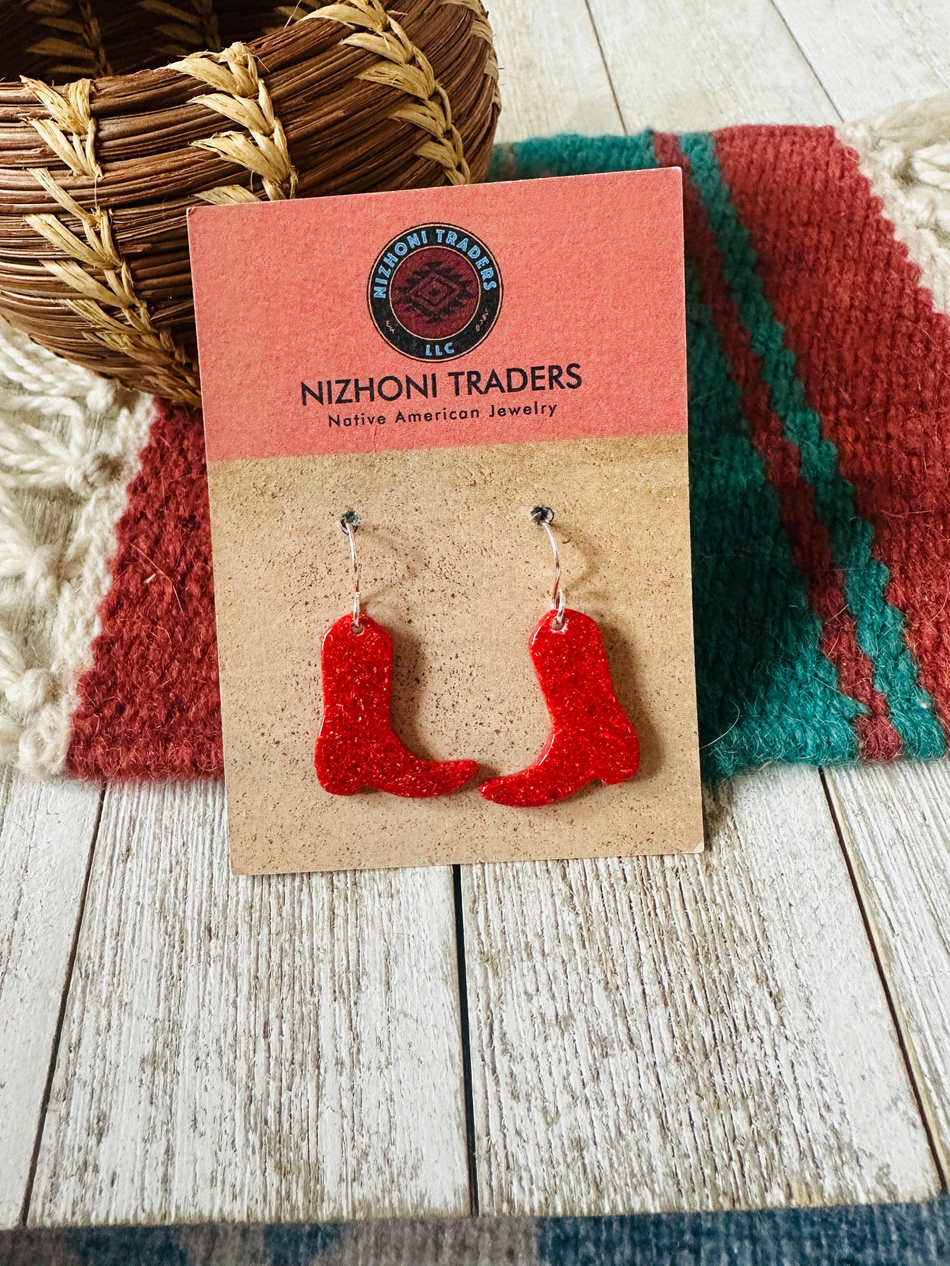 Handcrafted Sterling Silver & Opal Cowboy Boot Dangle Earrings