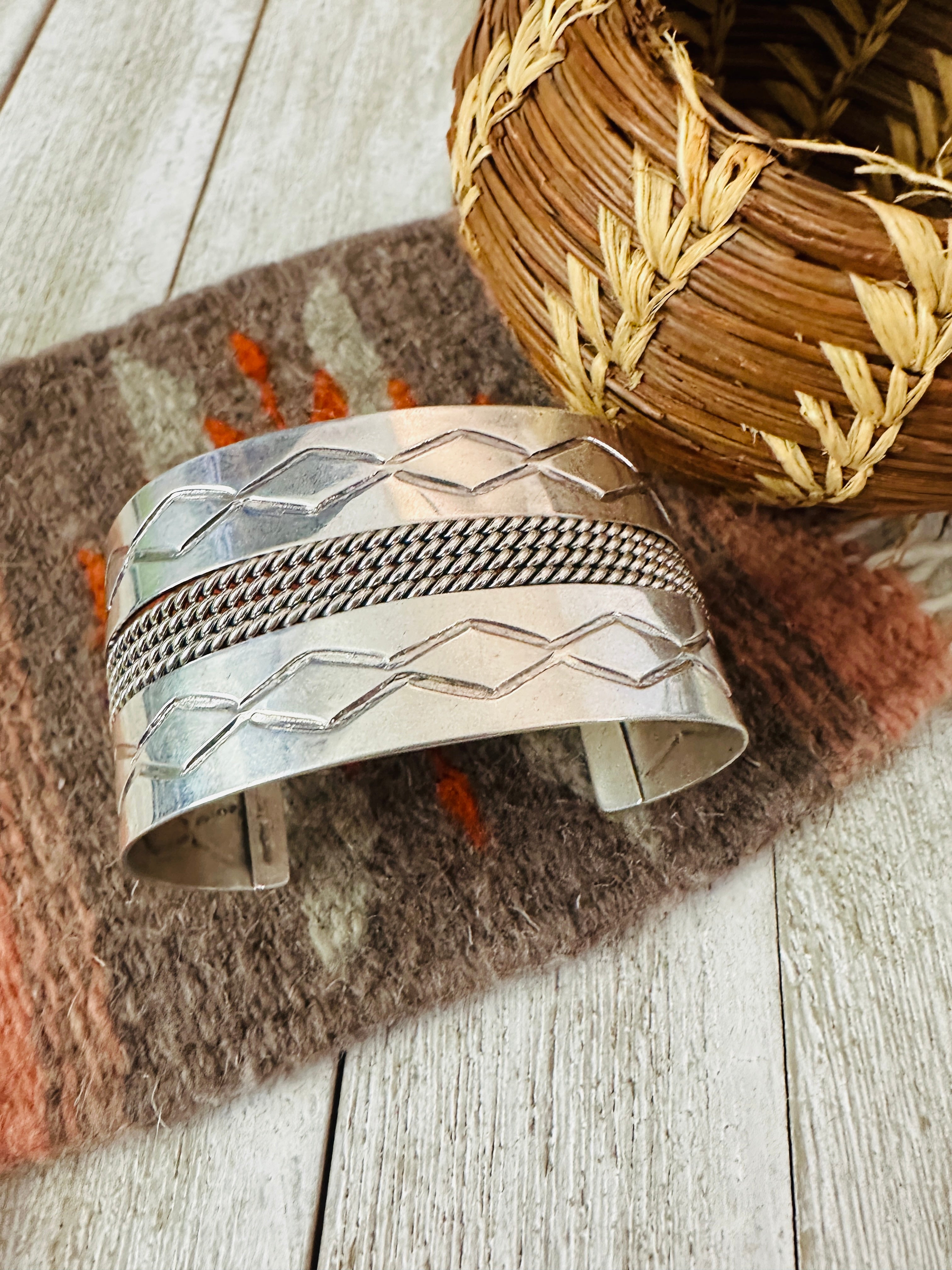 Handcrafted & Hand Stamped Sterling Silver Cuff Bracelet