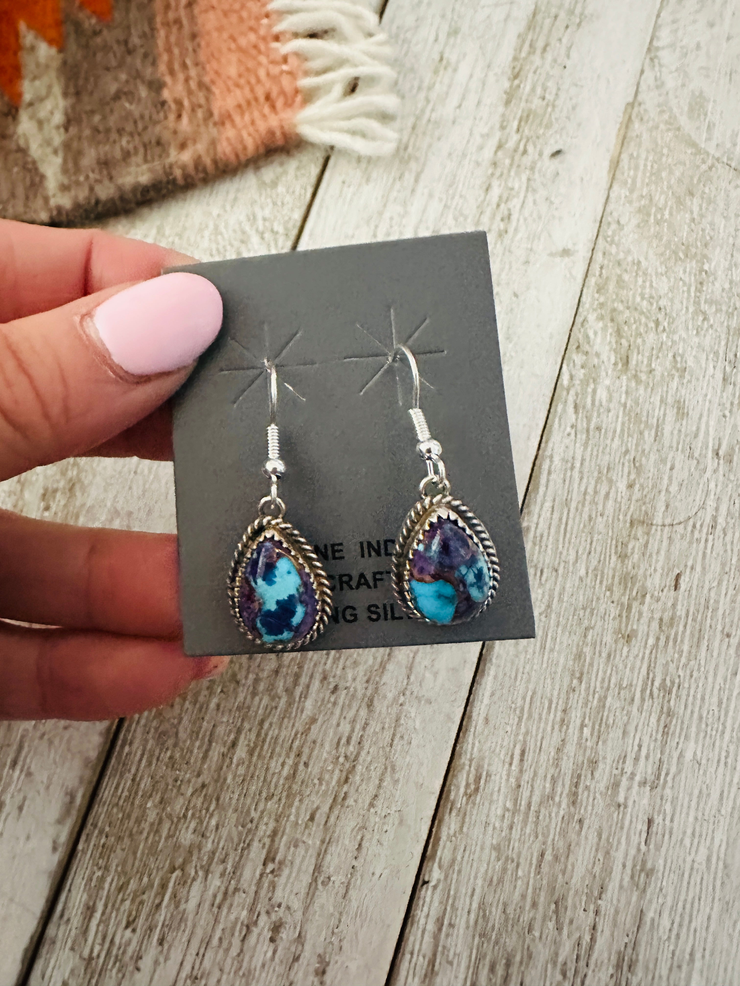 Handcrafted Sterling Silver & Purple Mojave Dangle Earrings