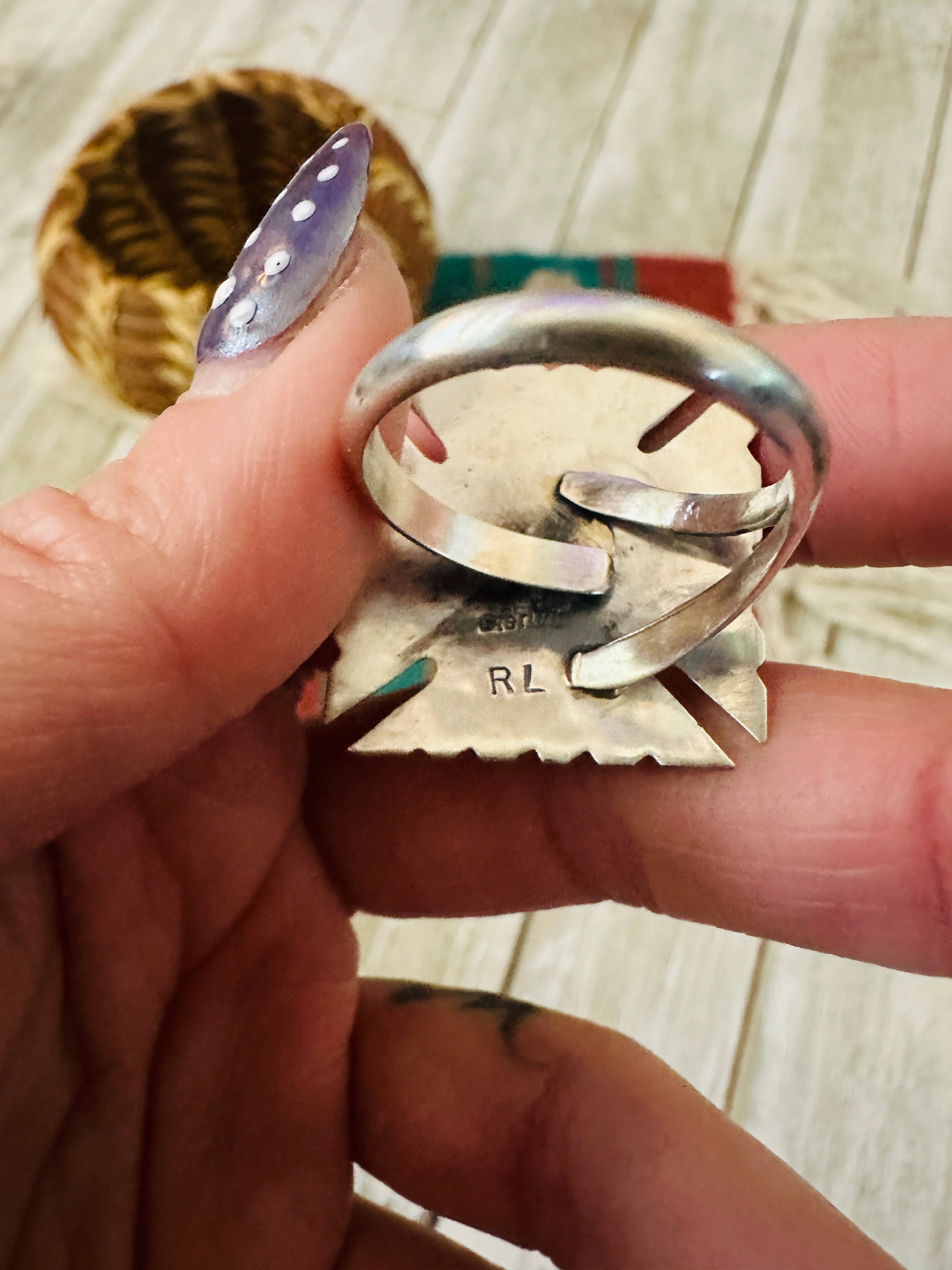 Handcrafted Turquoise & Sterling Silver Adjustable Concho Ring