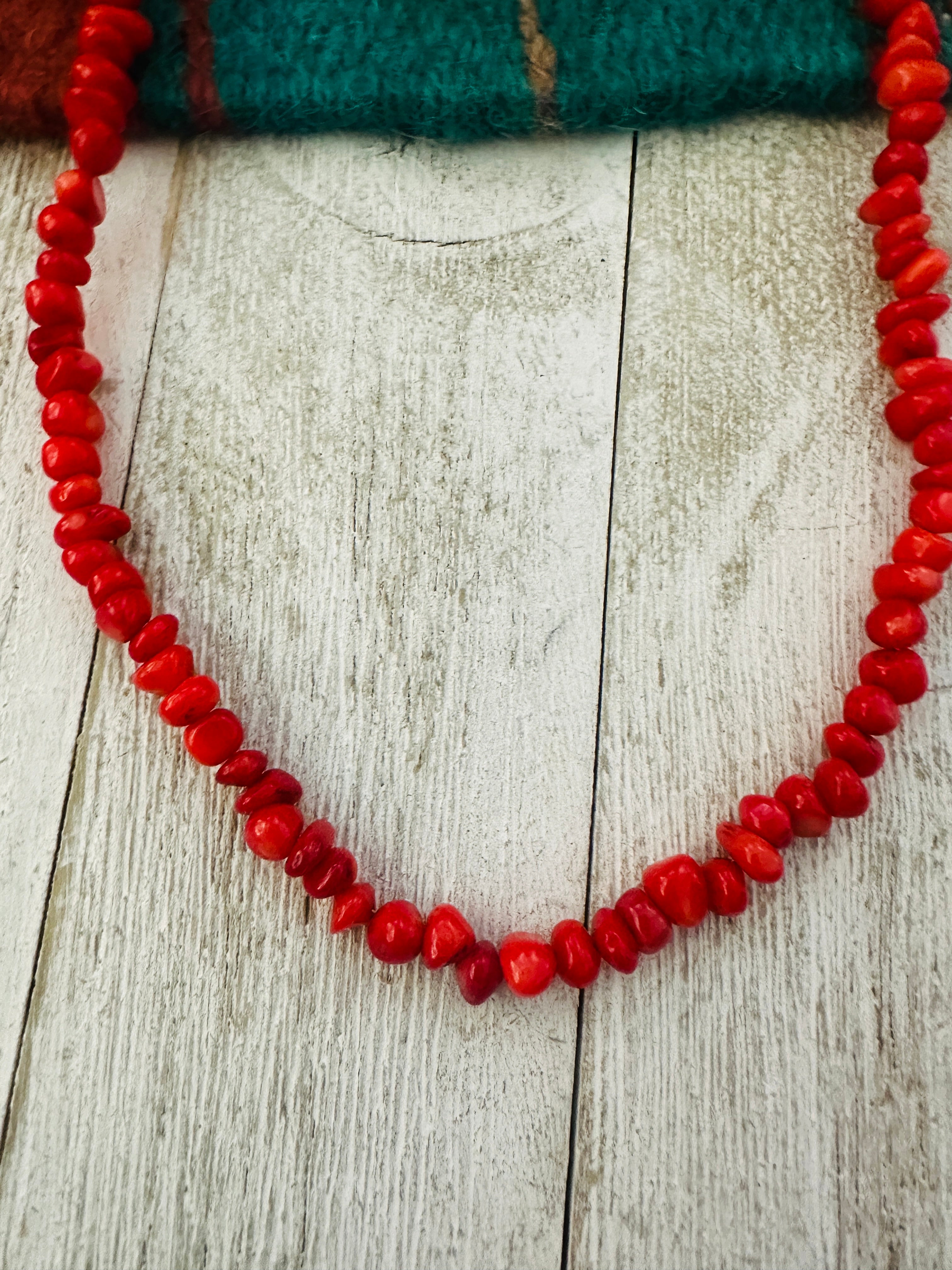 Navajo Apple Coral Beaded Necklace