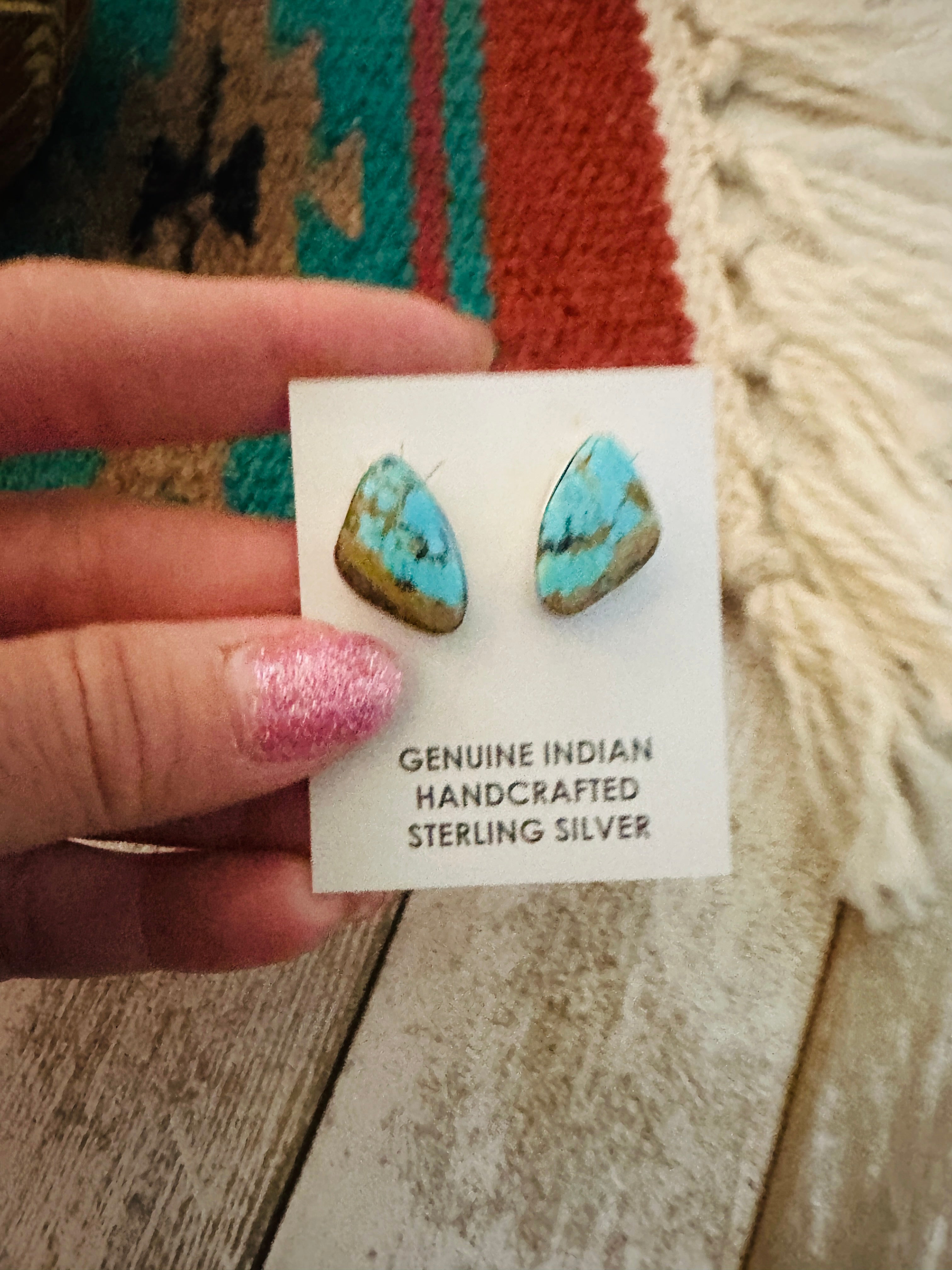 Navajo Sterling Silver & Turquoise Post Earrings