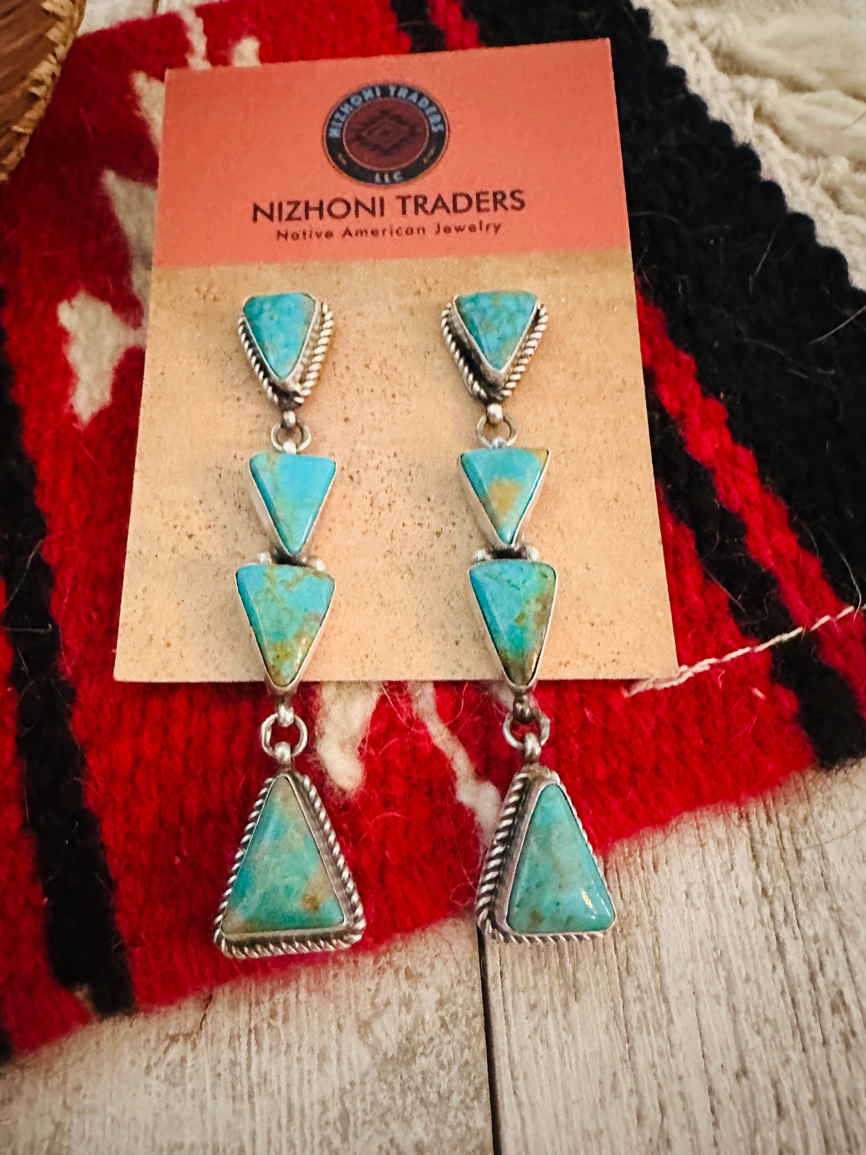 Handcrafted Turquoise & Sterling Silver Dangle Earrings