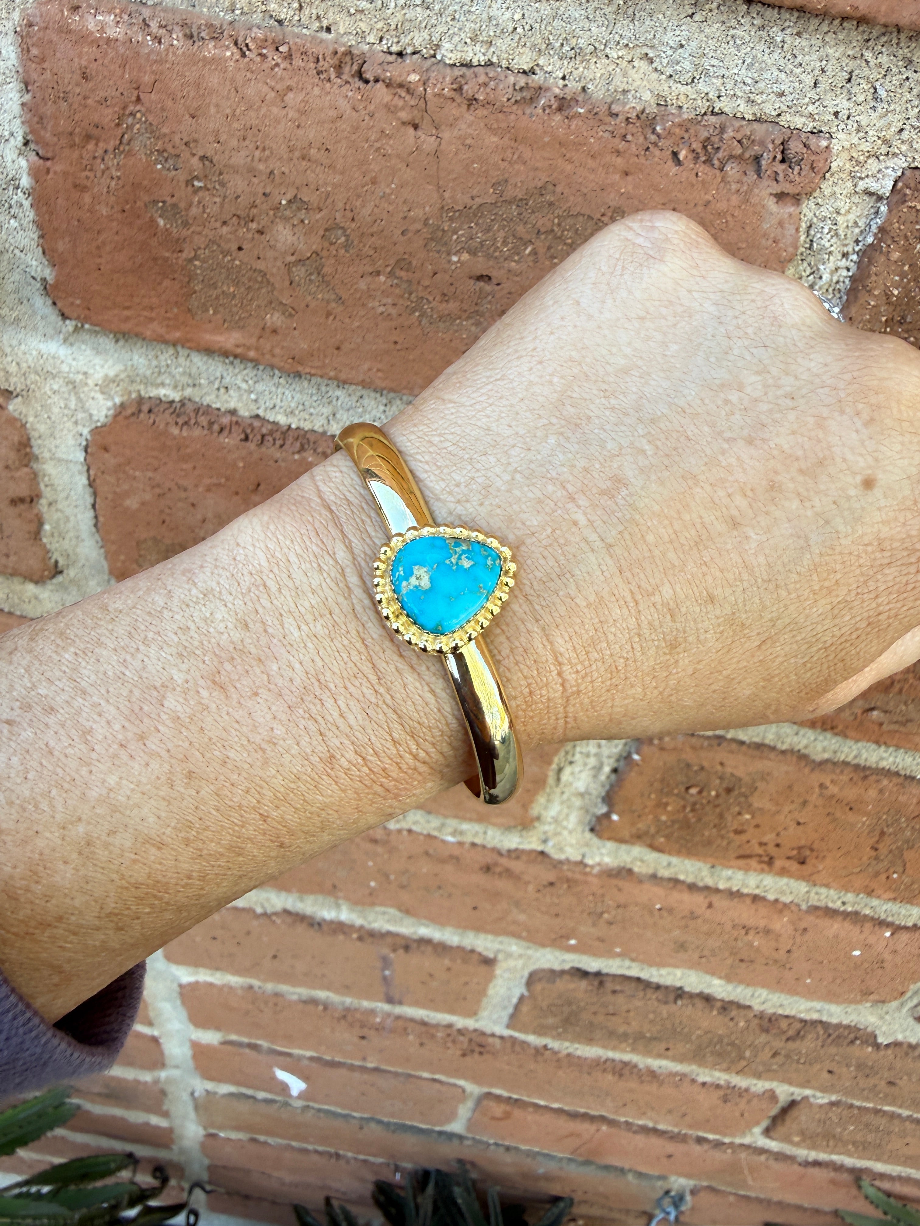 “The Golden Collection” Handmade Gold Plated Sterling Silver Natural Sonoran Mountain Turquoise Bracelet style 6