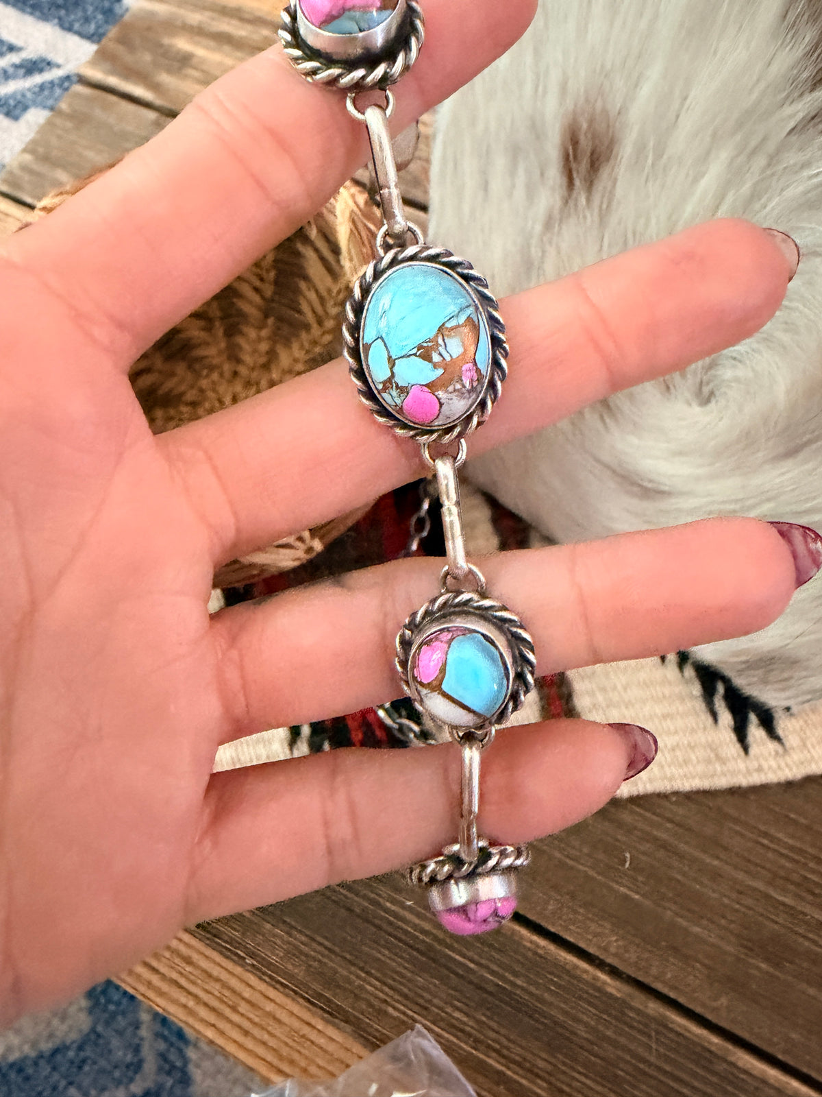 Handcrafted Sterling Silver & Cotton Candy Necklace by Augustine Largo