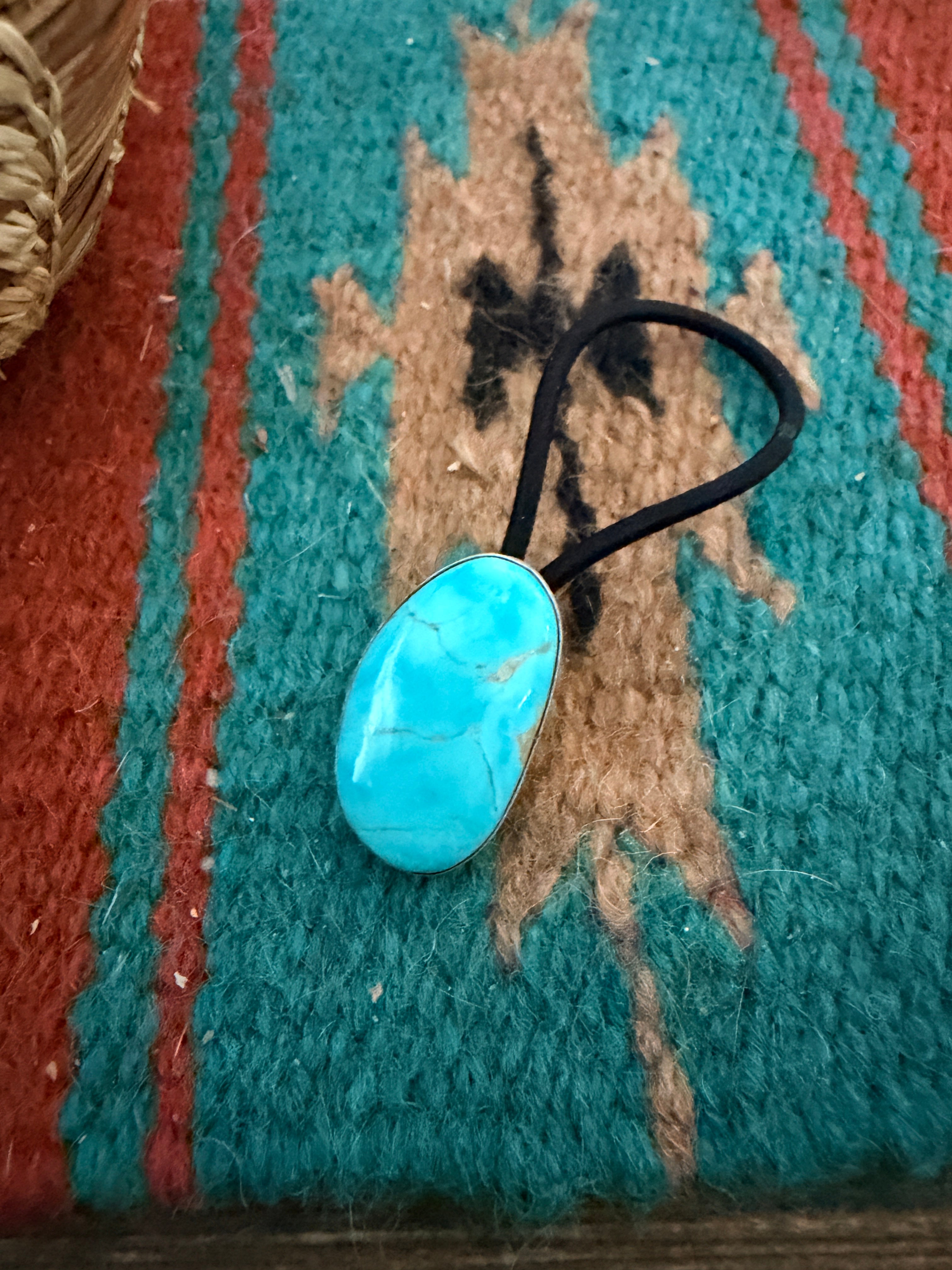 Handcrafted Turquoise & Sterling Silver Hair Tie Charm