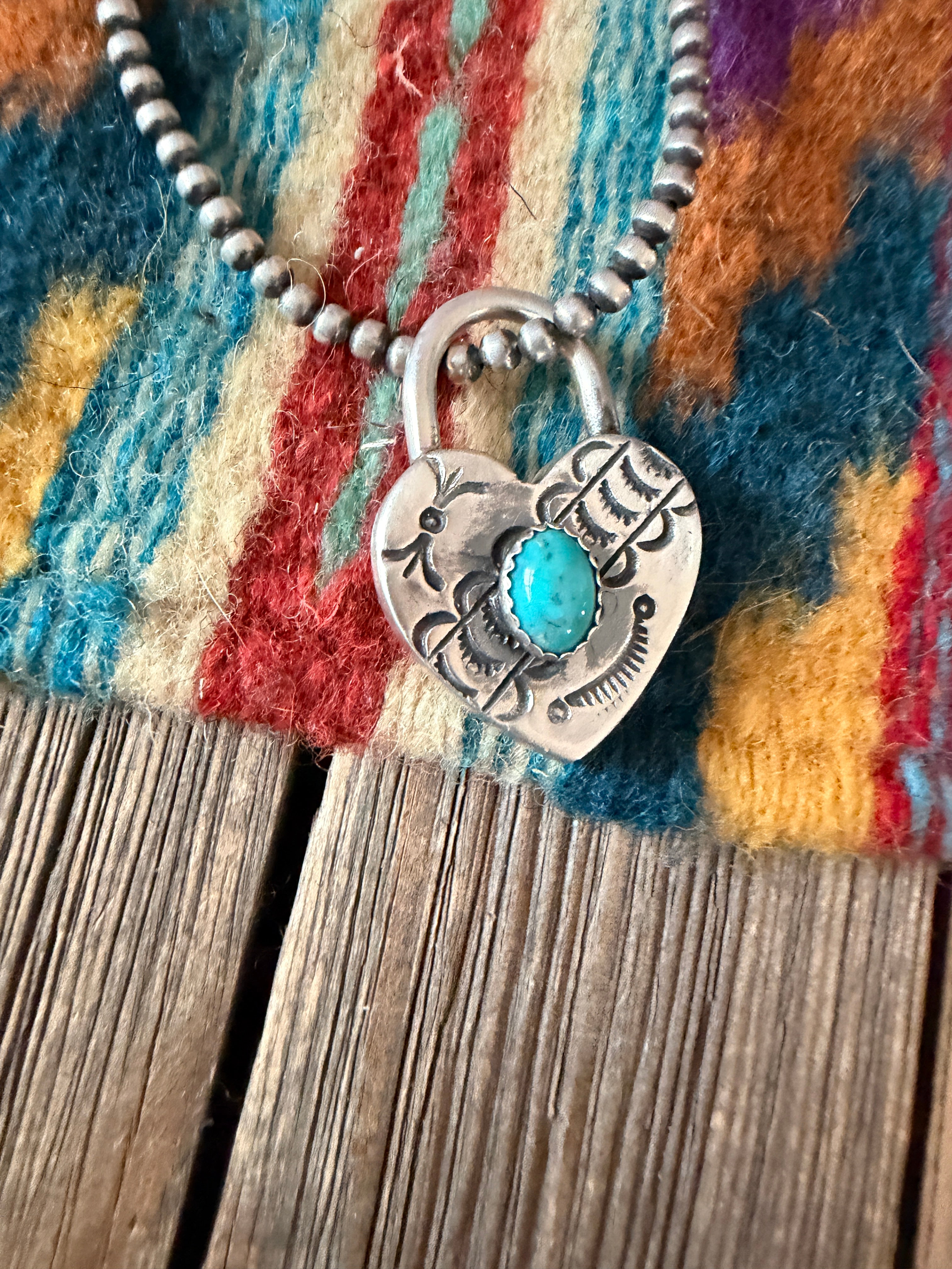 Handcrafted Sterling Silver & Turquoise Heart Locket Pendant