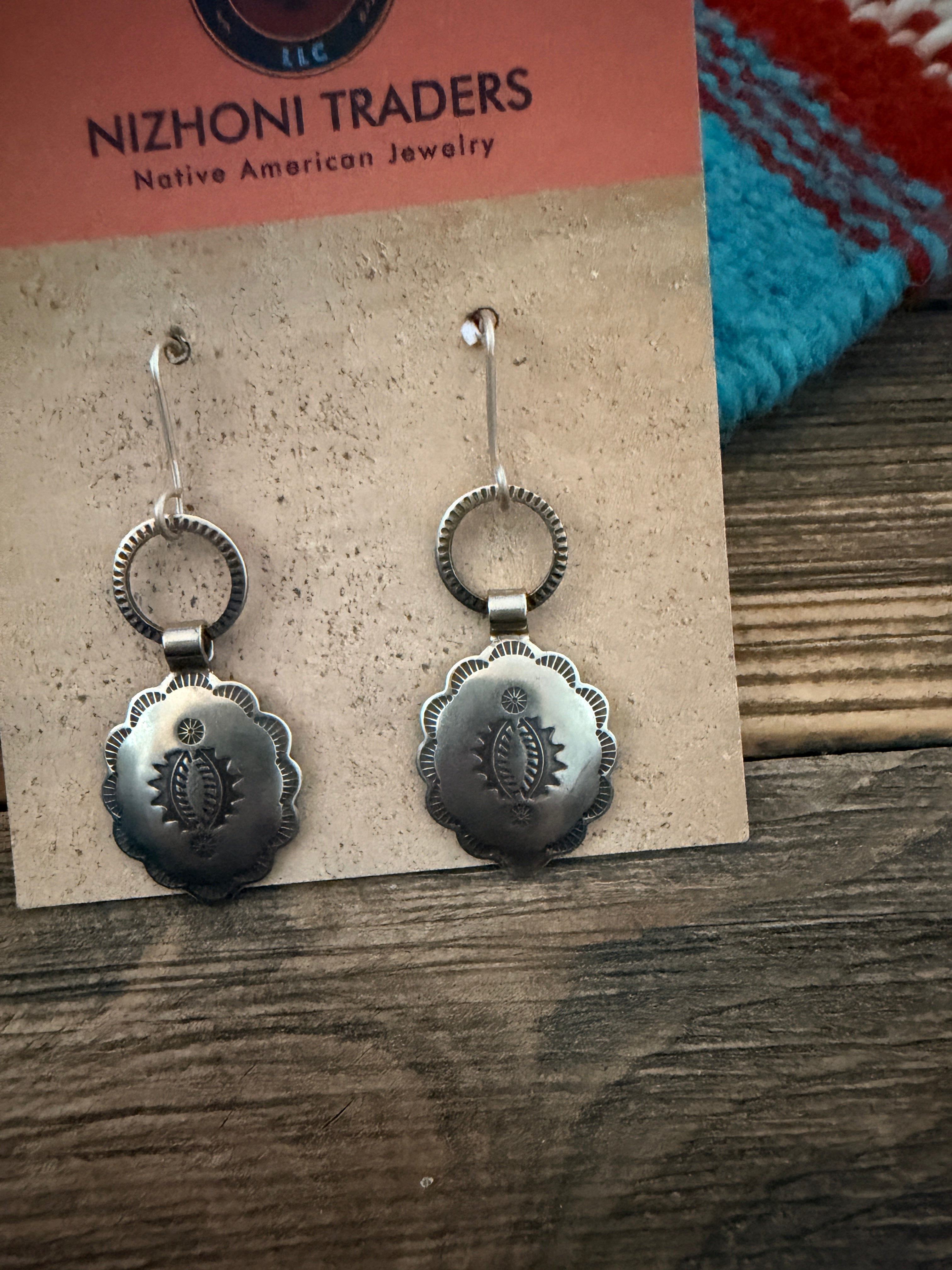 Handcrafted Sterling Silver Concho Dangle Earrings