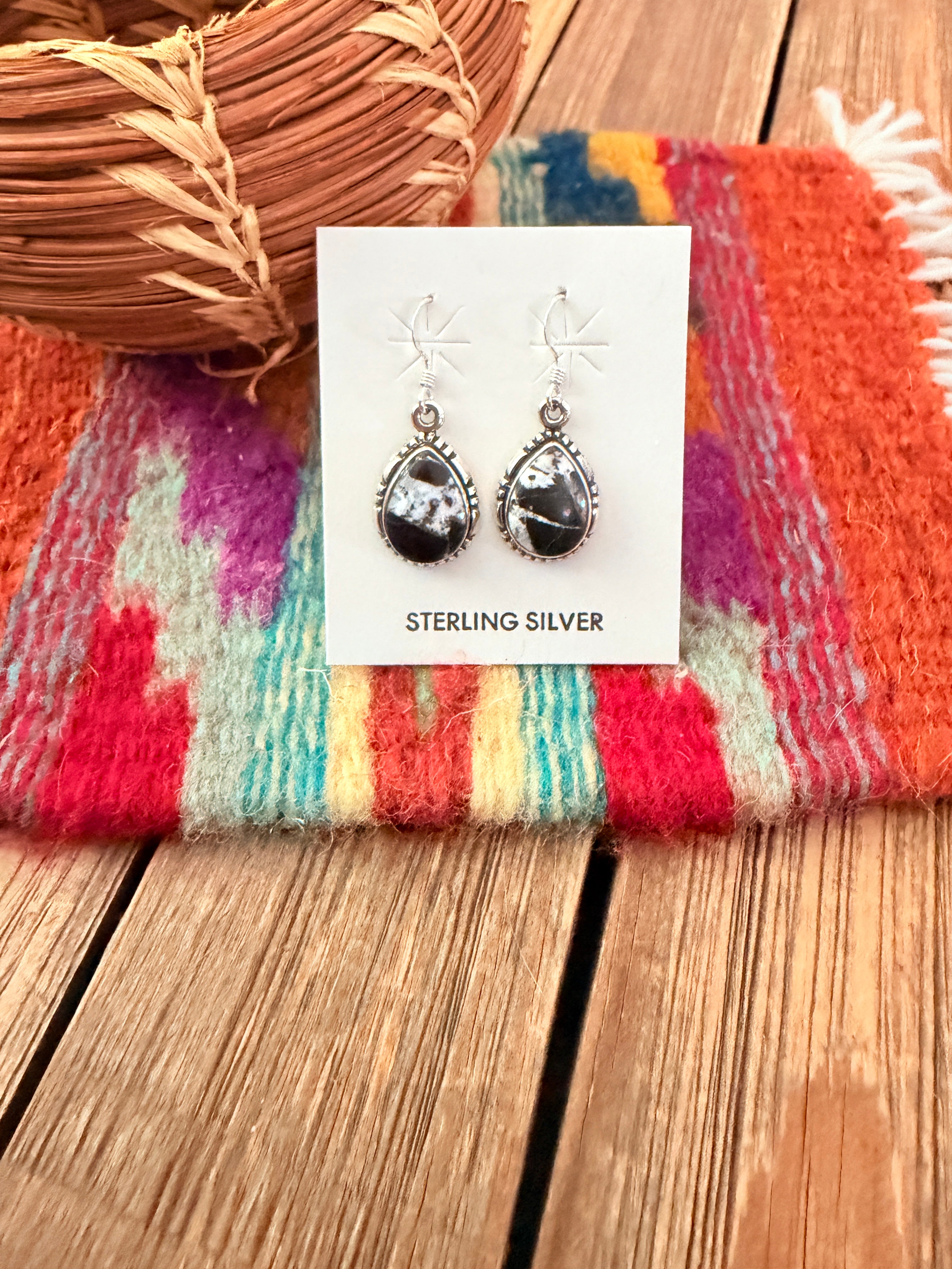 Handcrafted White Buffalo & Sterling Silver Dangle Earrings