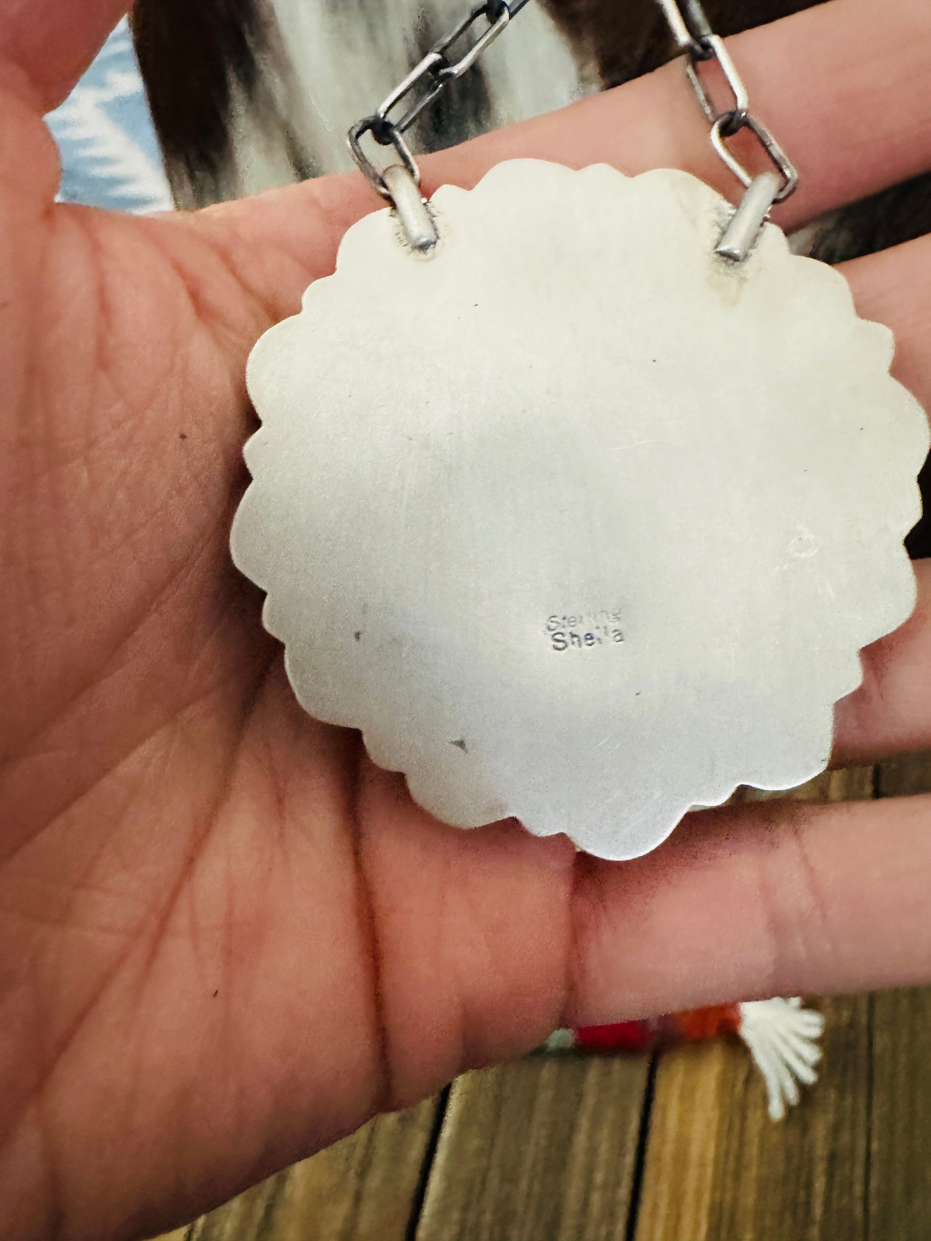 Handcrafted Multicolor Spiny Oyster & Sterling Silver Cluster Necklace by Sheila Becenti