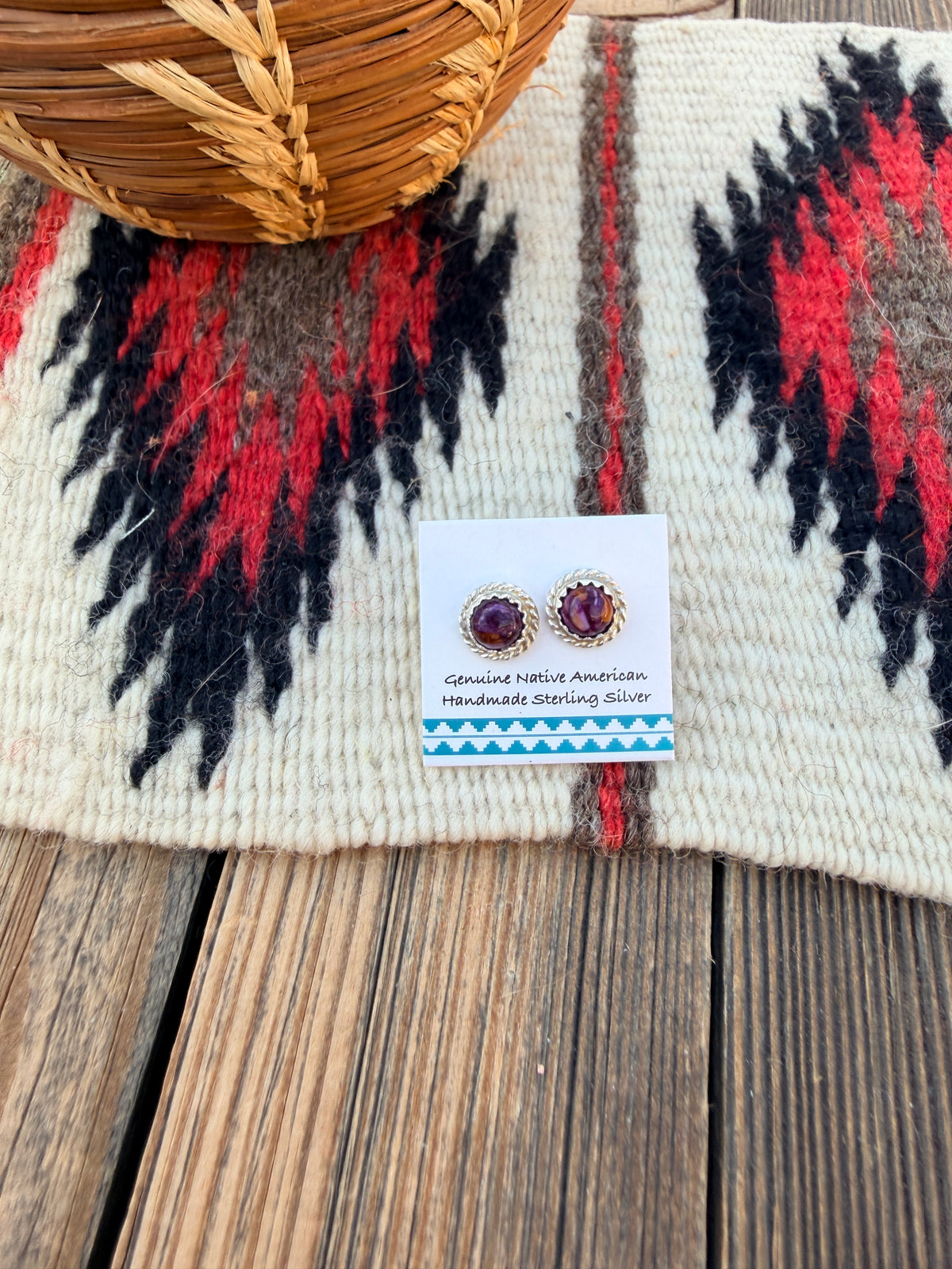 Handcrafted Purple Mojave & Sterling Silver Stud Earrings