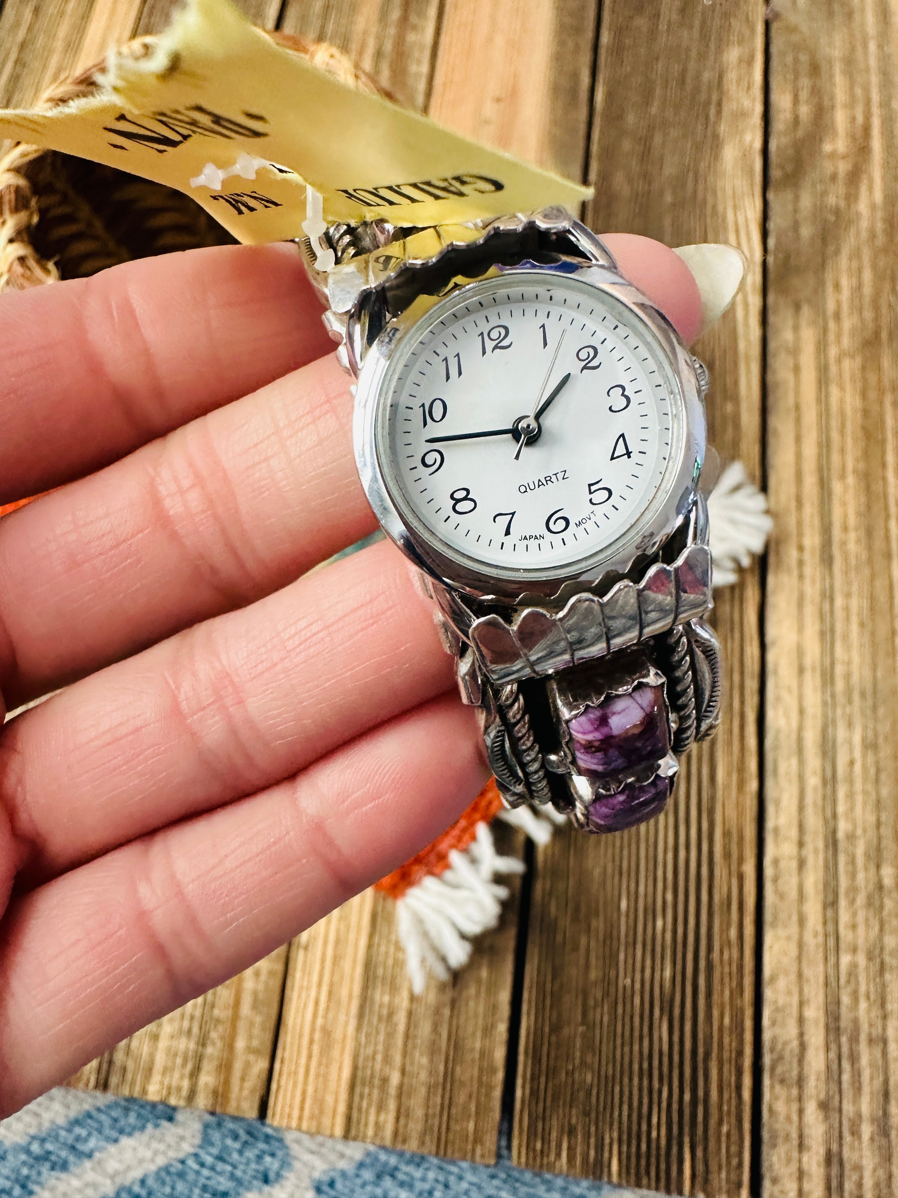 Handcrafted Old Pawn Spiny Oyster & Sterling Silver Watch Cuff