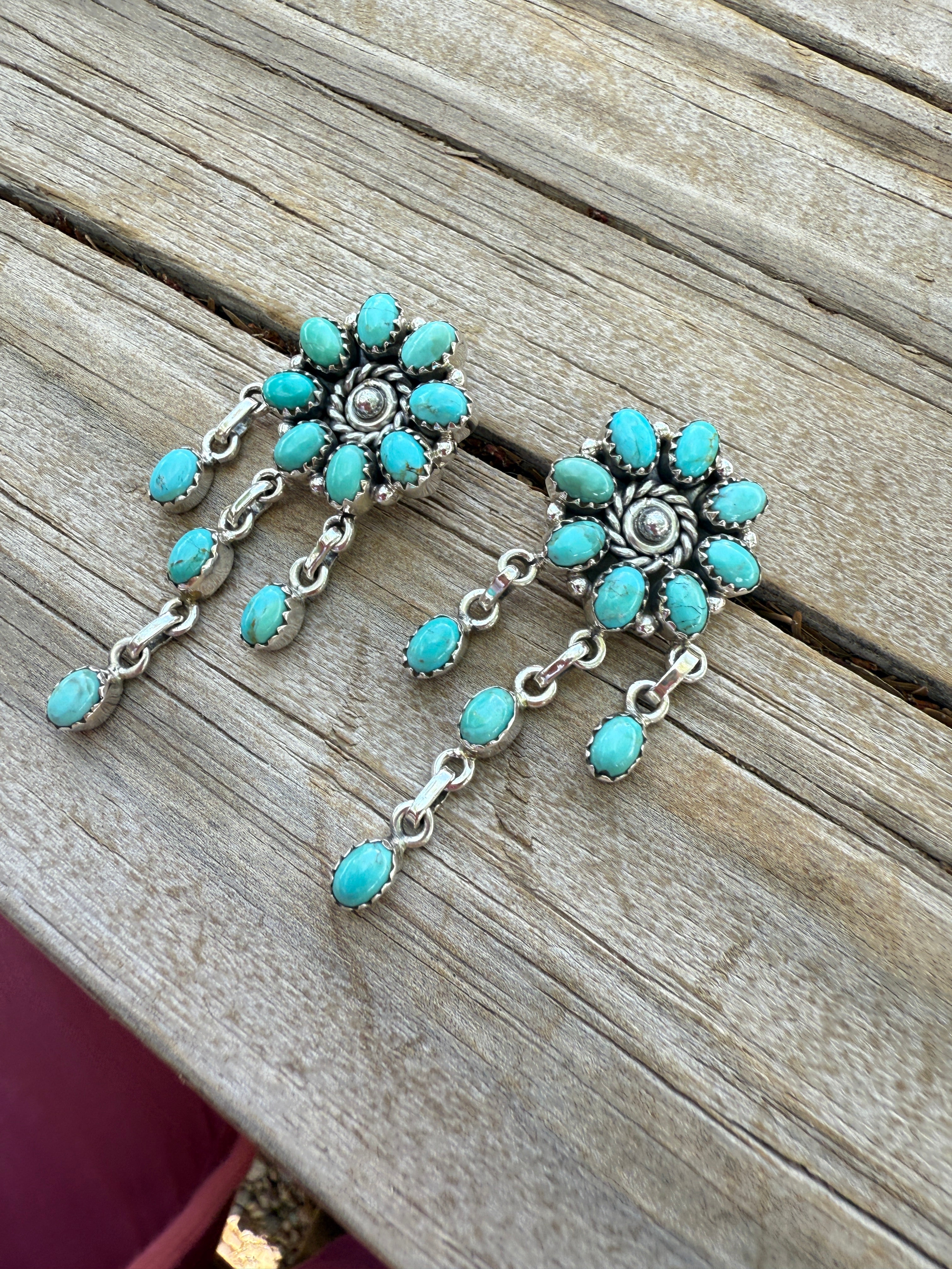 Handmade Sterling Silver Turquoise Dangle Earrings