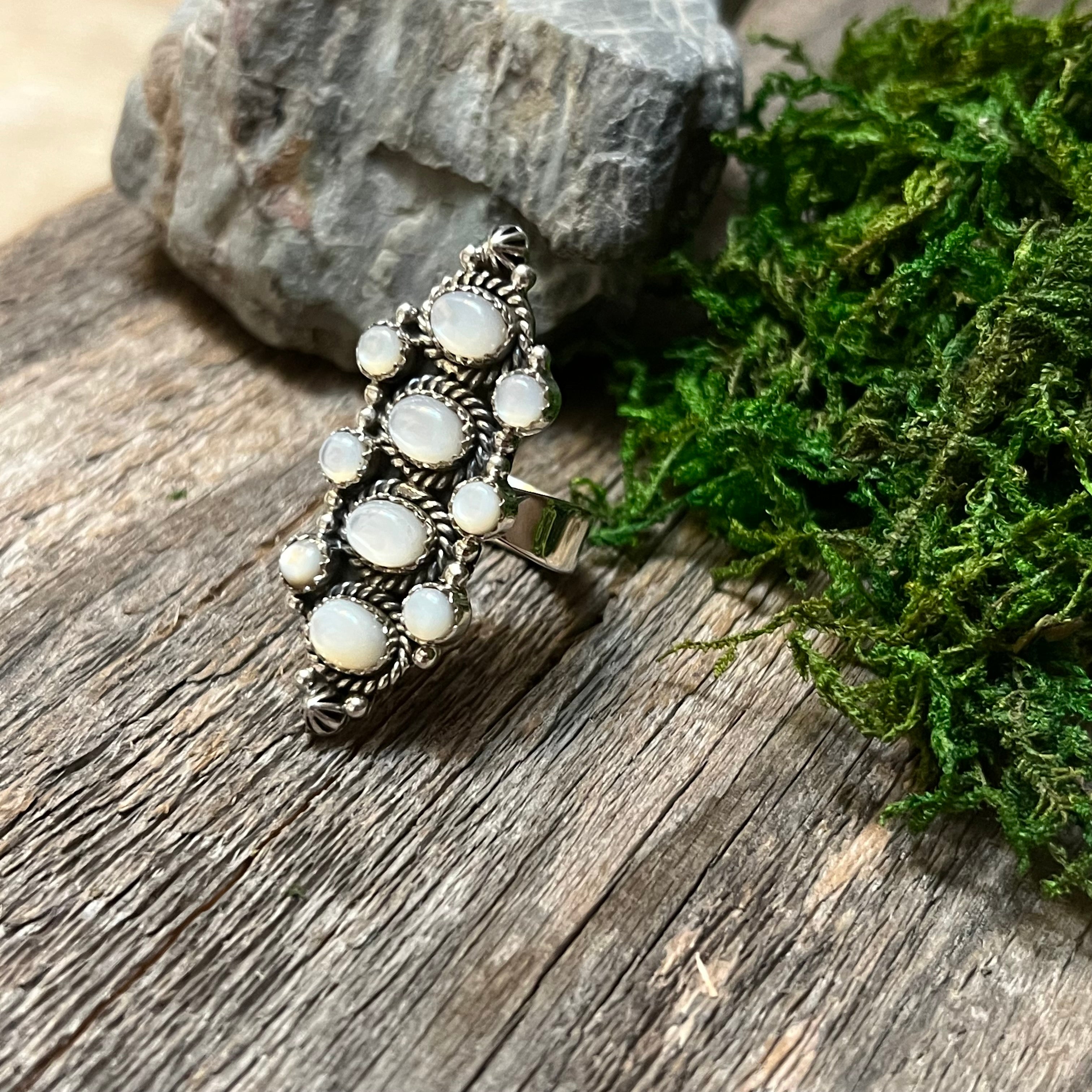 Handmade Sterling Silver & Mother of Pearl Cluster Ring