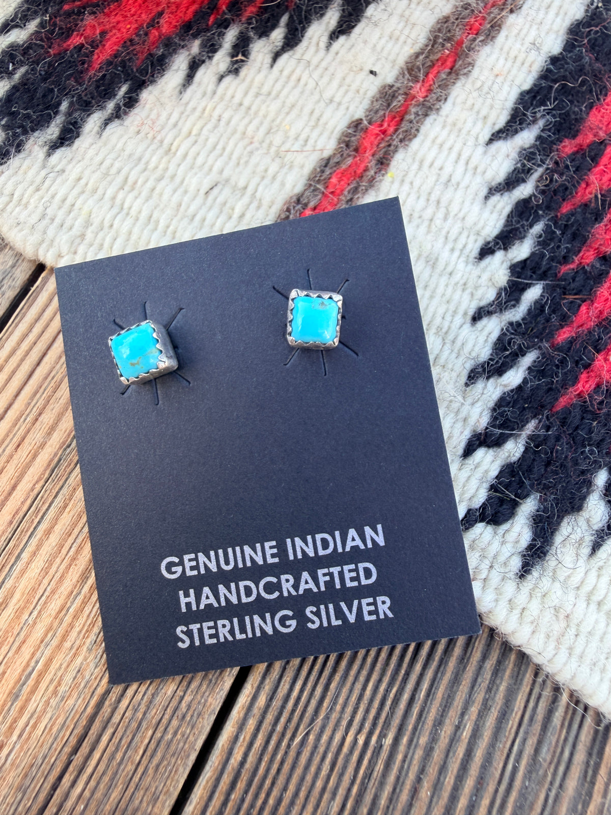 Handcrafted Turquoise & Sterling Silver Stud Earrings