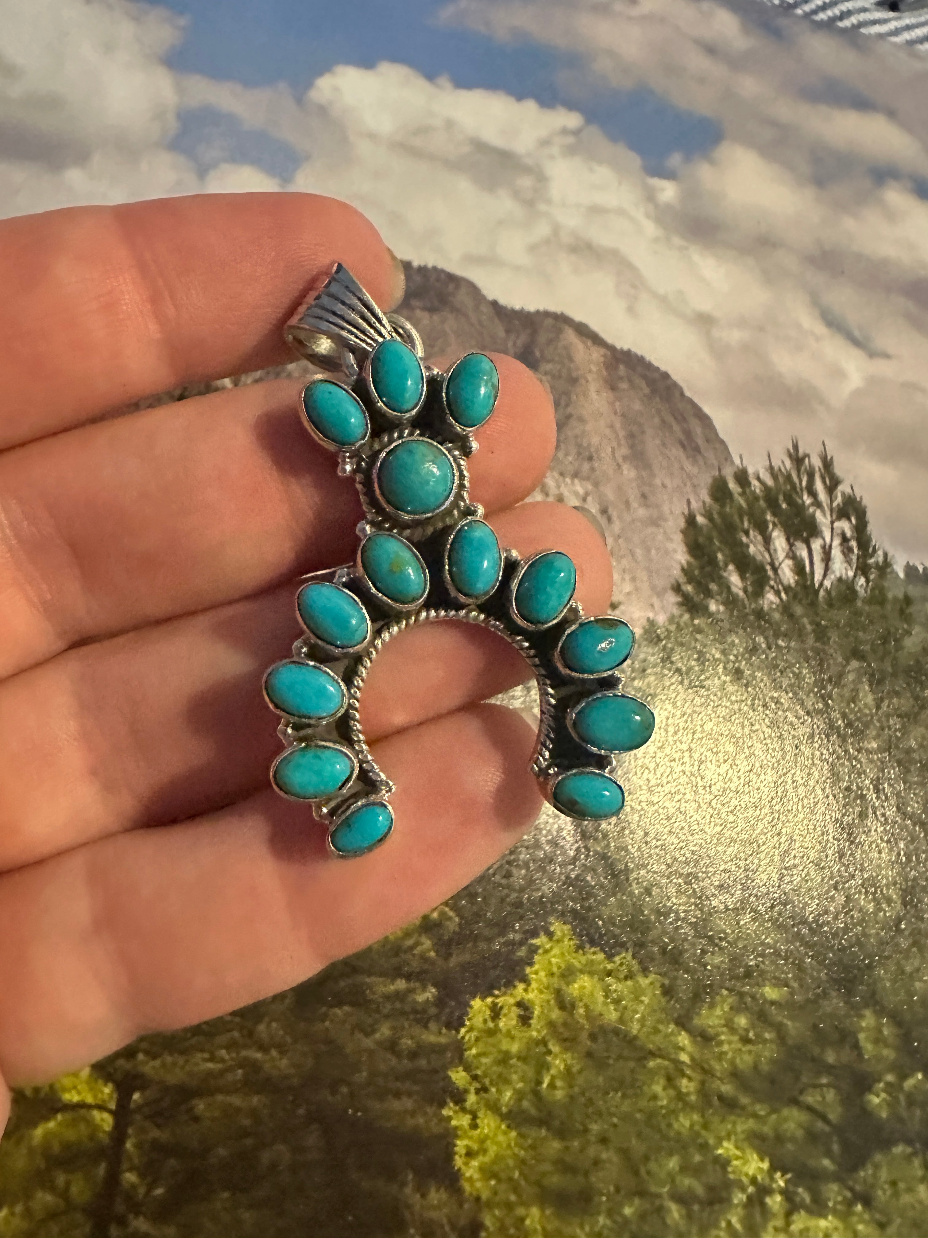 Handmade Sterling Silver Turquoie Naja Pendant By Dan Dodson more blue