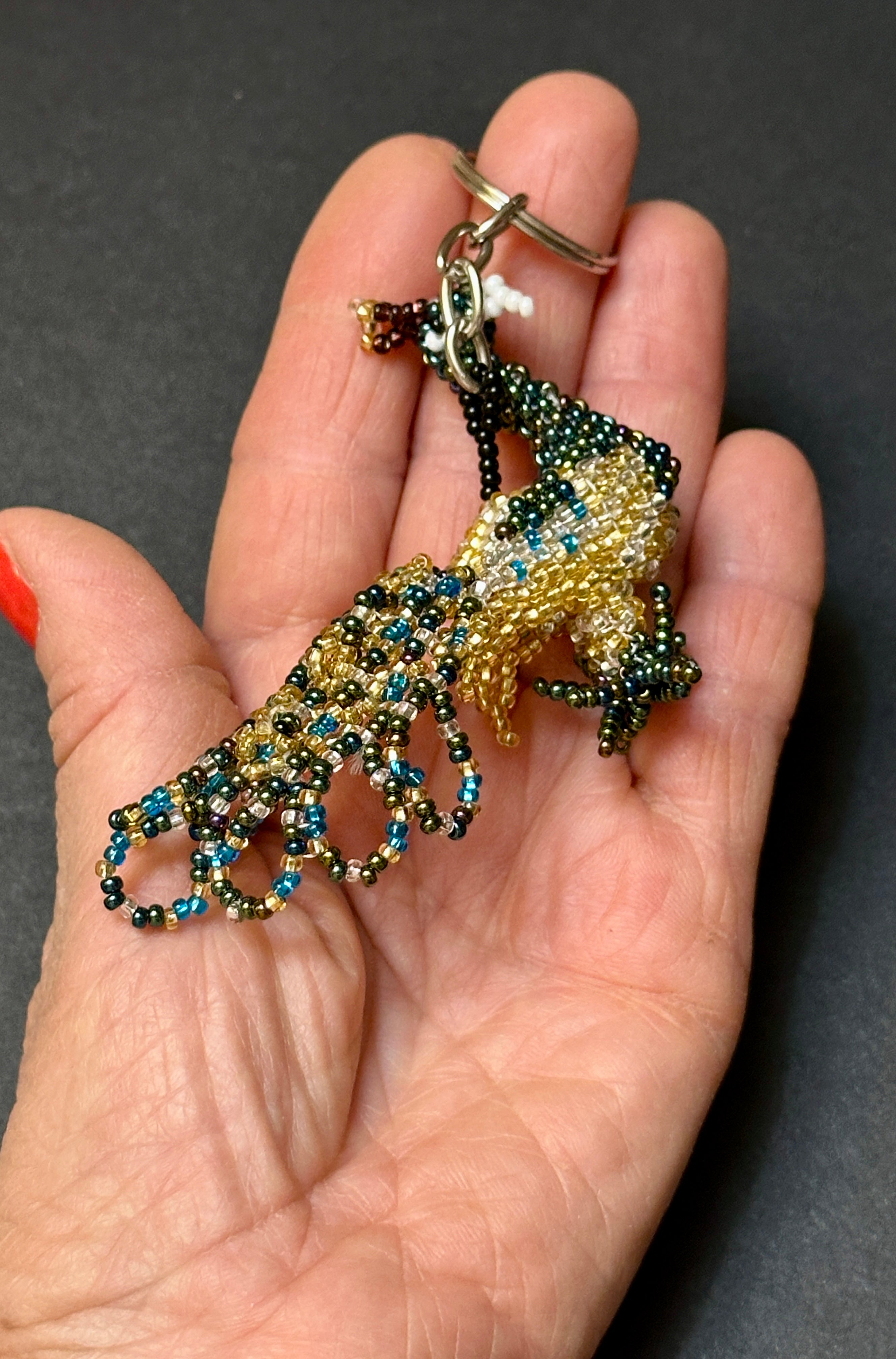 Handmade Beaded Peacock Keychain