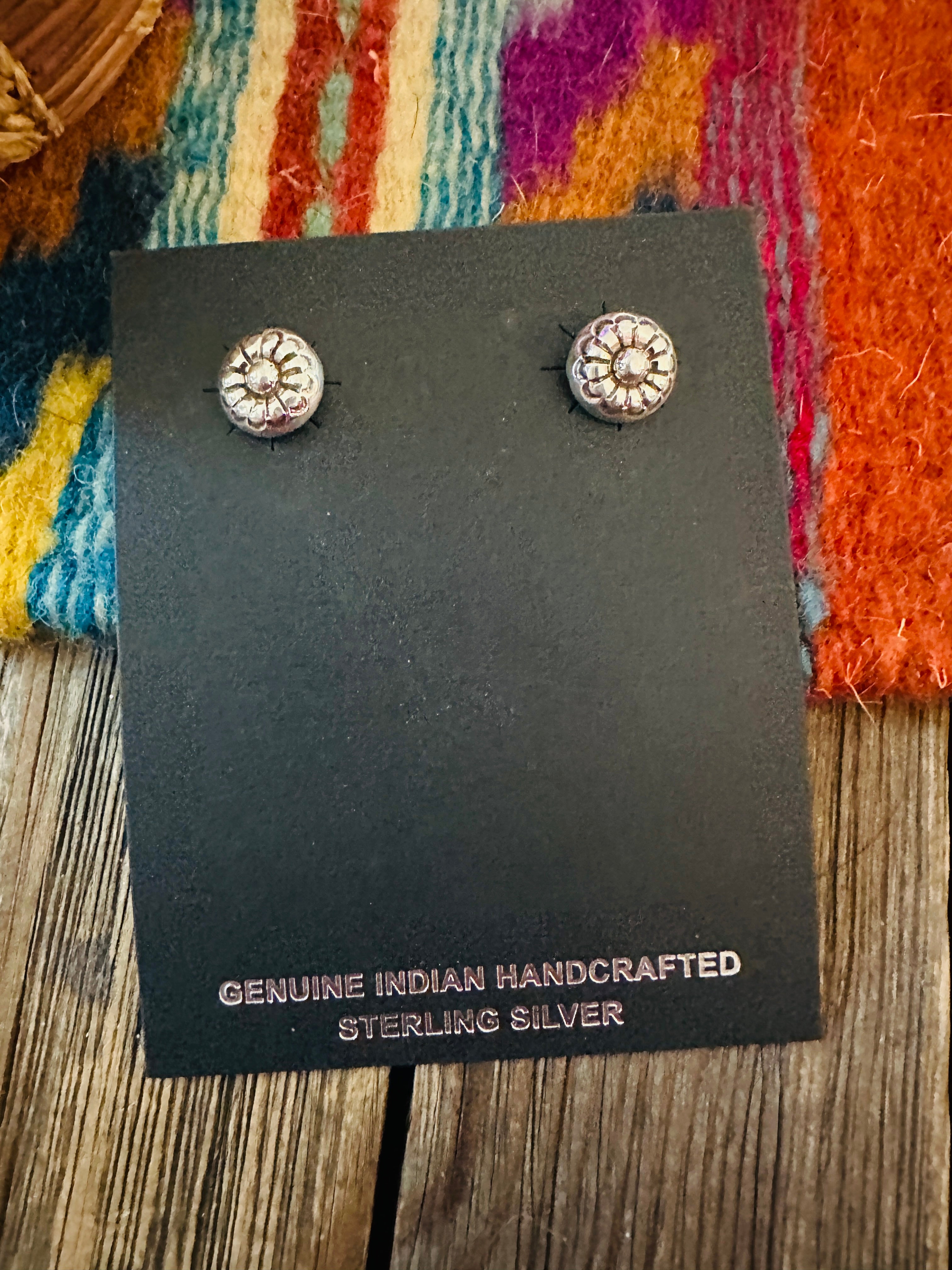 Handcrafted Sterling Silver Mini Concho Stud Earrings