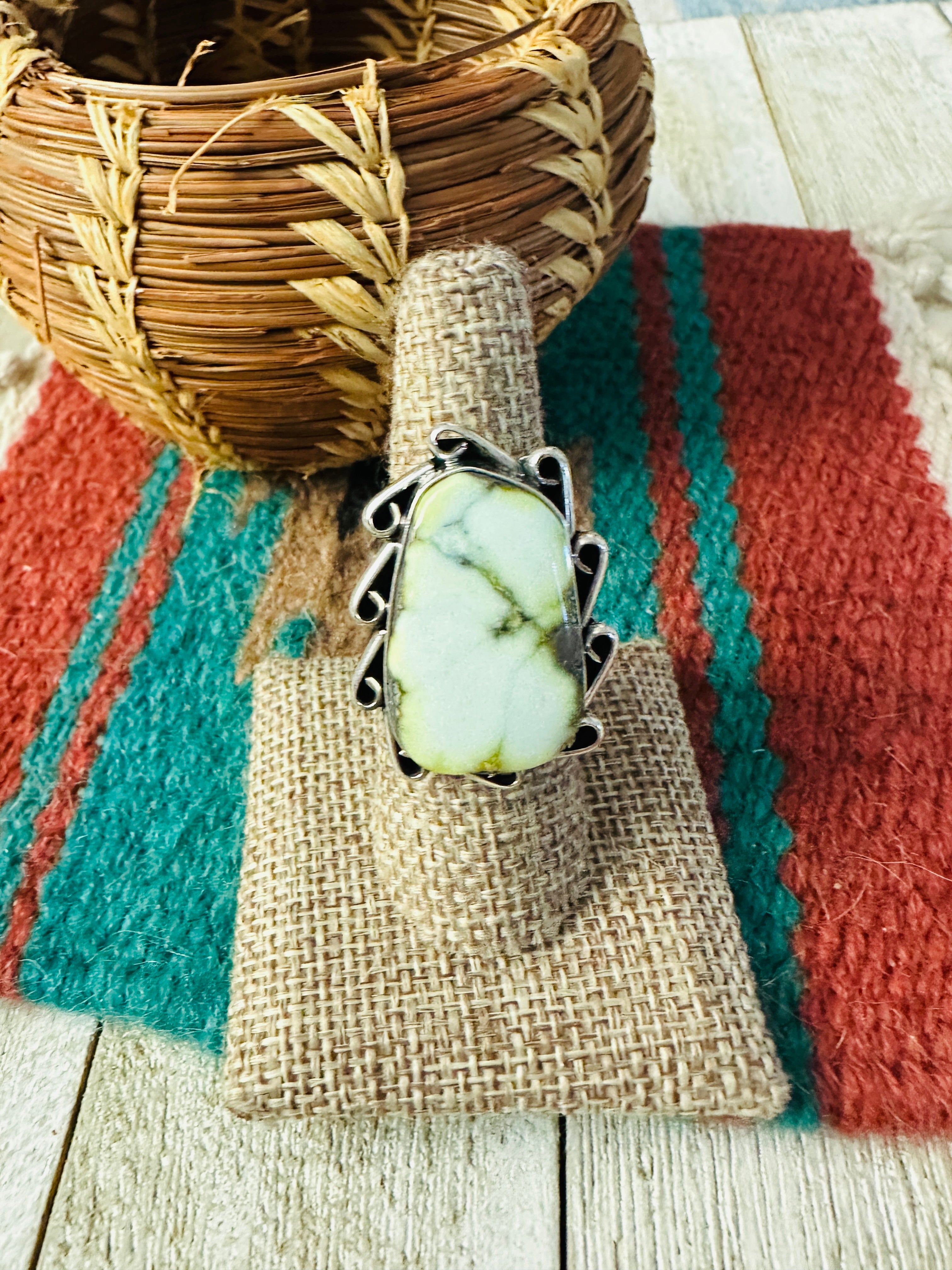 Handcrafted Palomino Turquoise & Sterling Silver Ring size 7