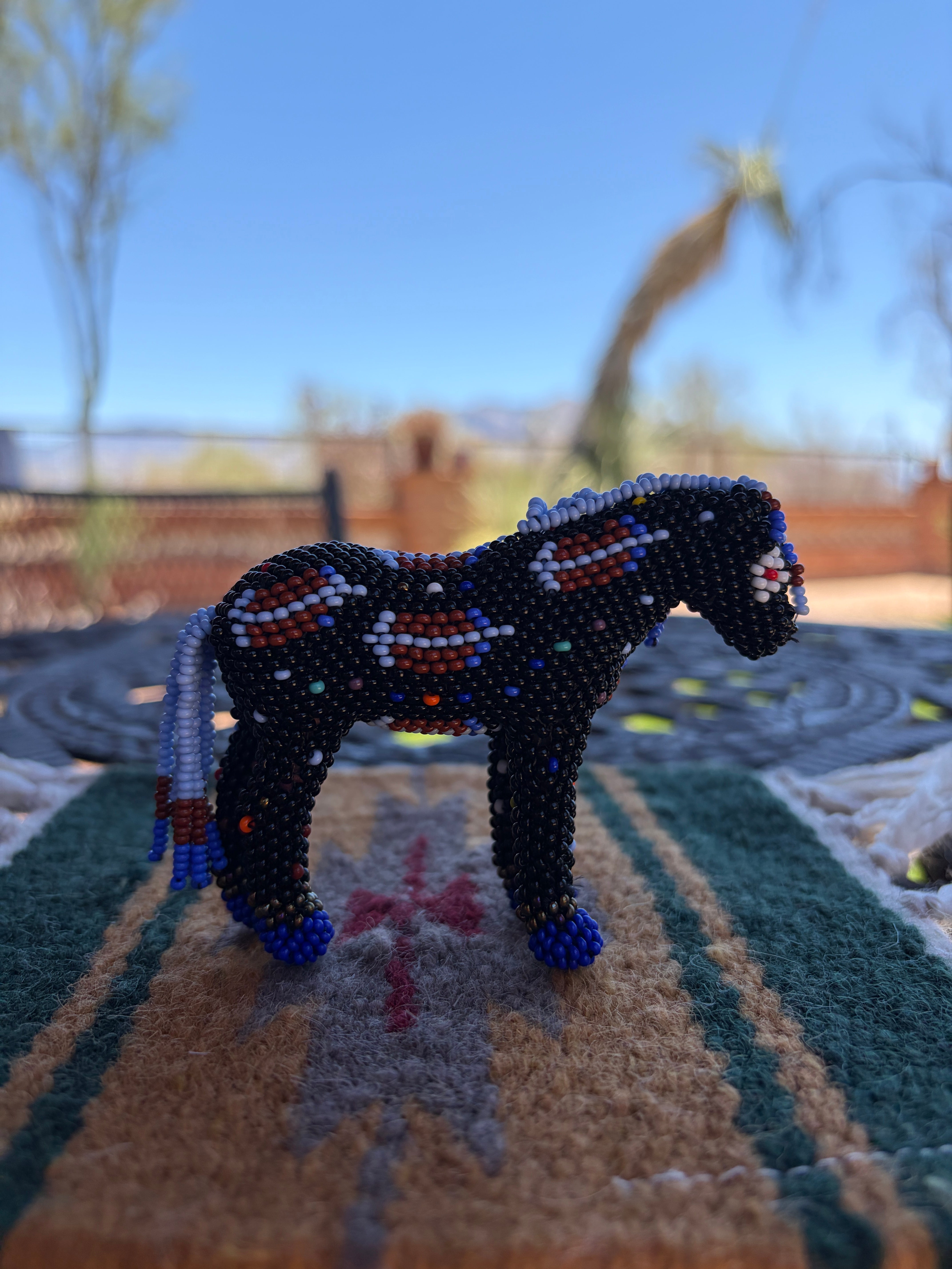 Handmade Peyote Stitched Horse Figurine- Black 14