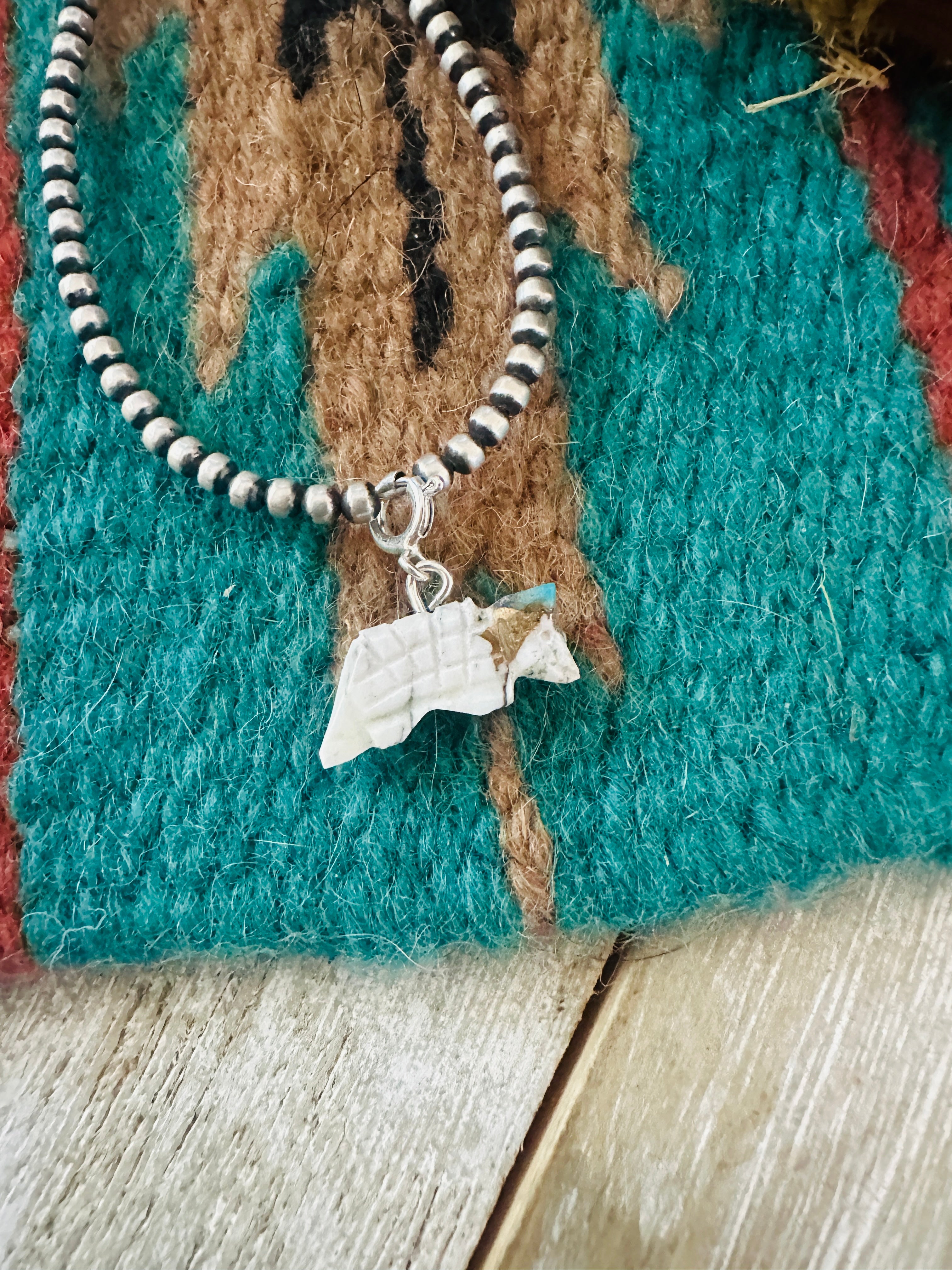 Handcrafted & Hand Carved Blue Mojave Armadillo Charm