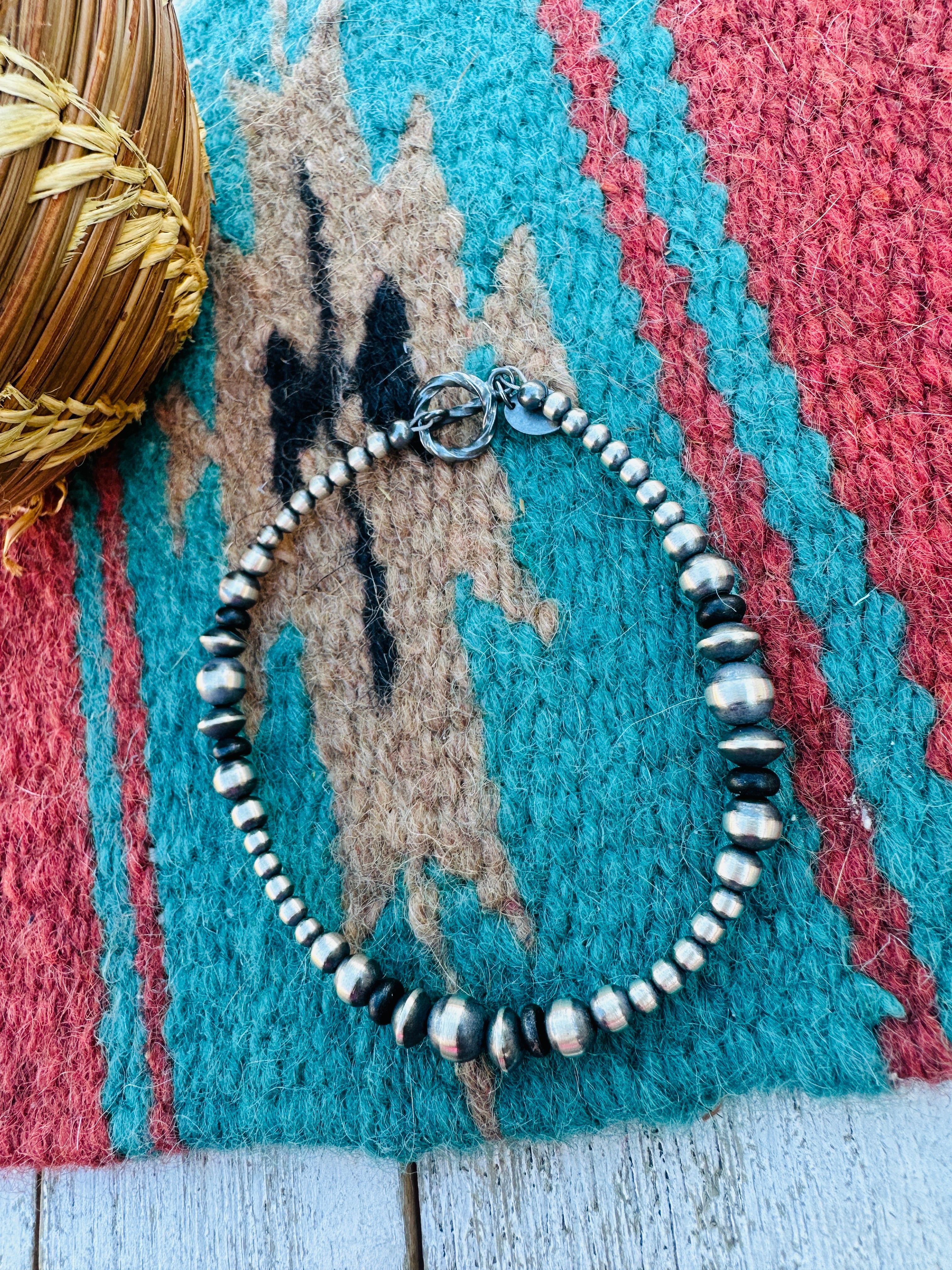 Handcrafted Onyx & Sterling Silver Pearl Beaded Bracelet