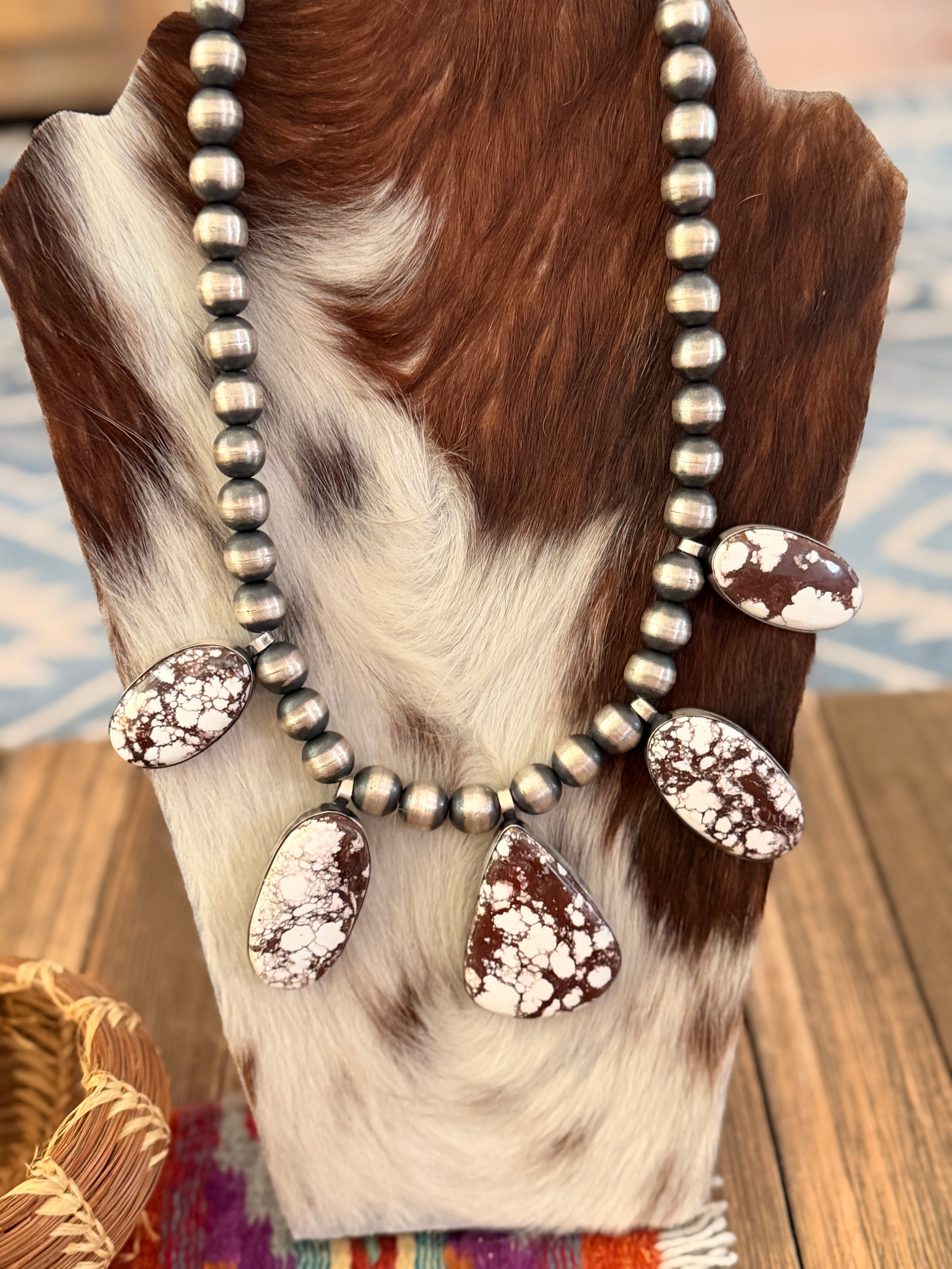 Handcrafted Wild Horse & Sterling Silver Beaded Necklace