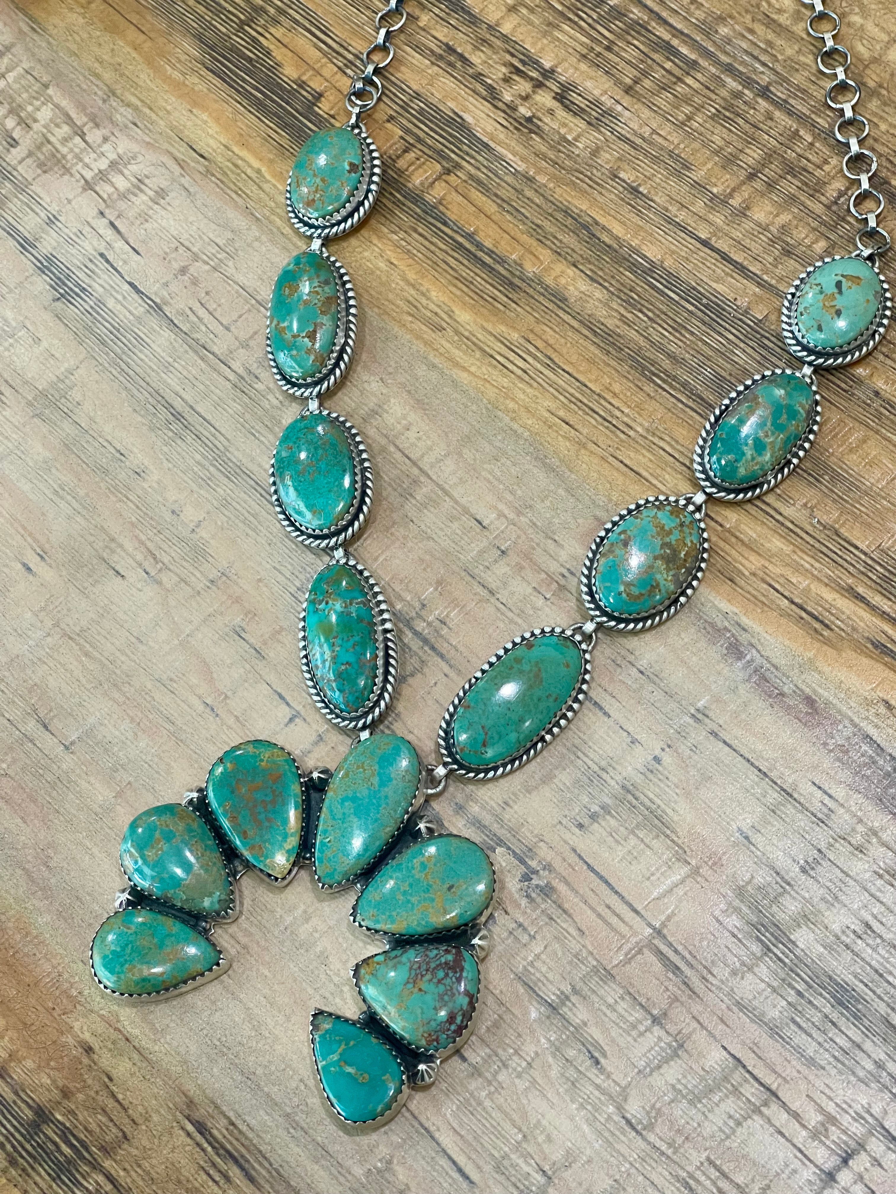 Handcrafted Sterling Silver & Royston Turquoise Naja Necklace
